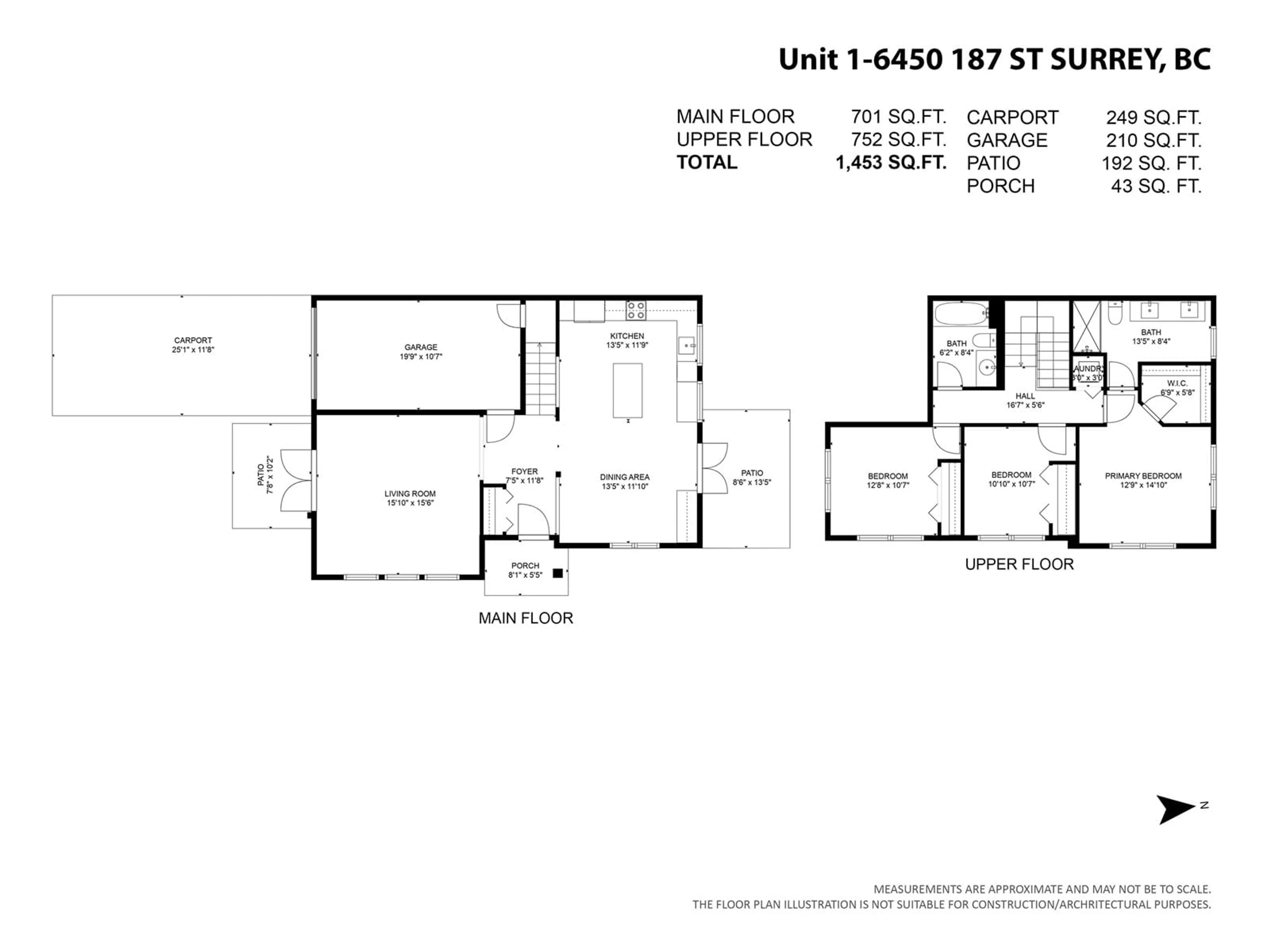 Floor plan for 1 - 6450 187, Surrey British Columbia V3S2X4