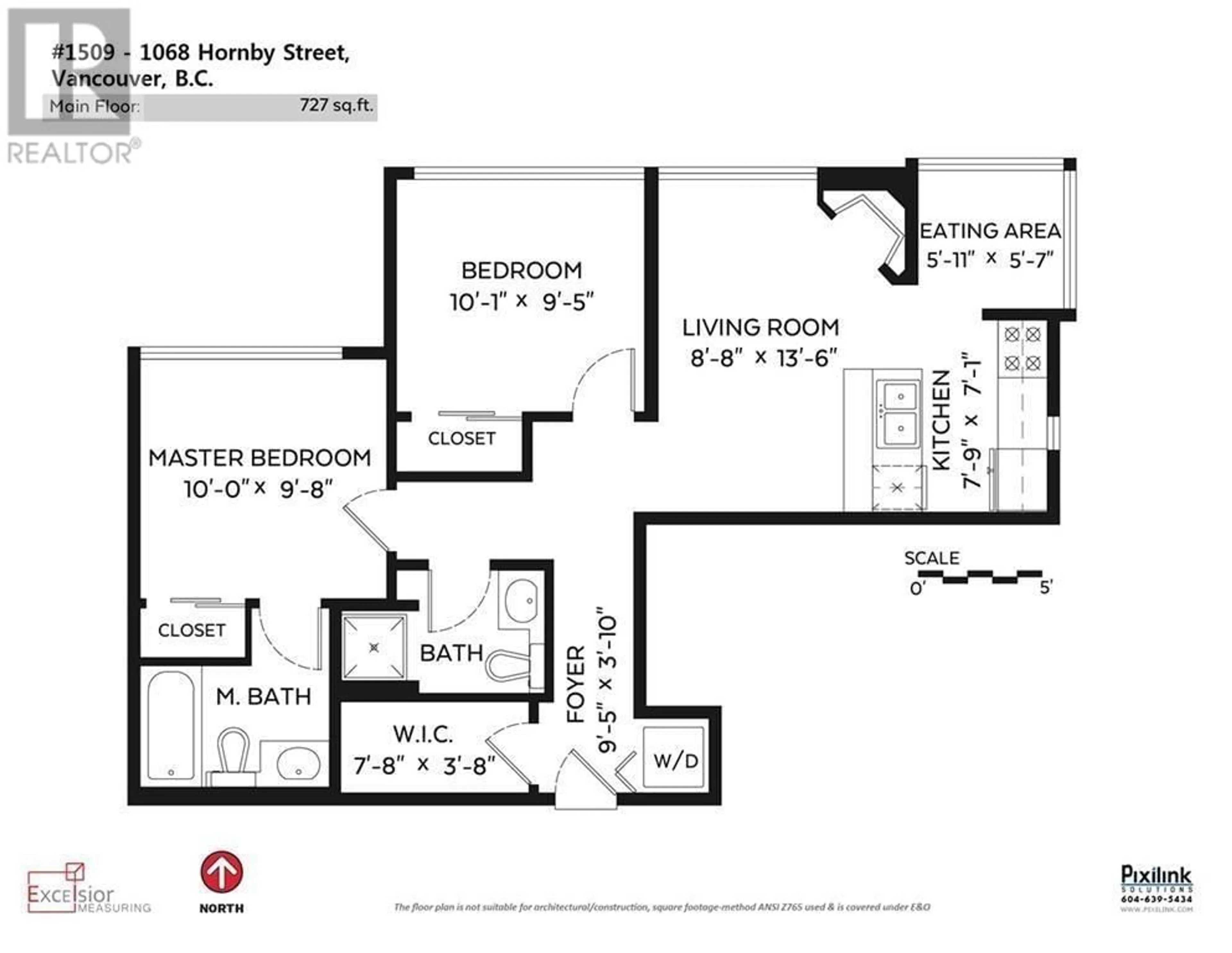 Floor plan for 1509 - 1068 HORNBY STREET, Vancouver British Columbia V6Z2Y7