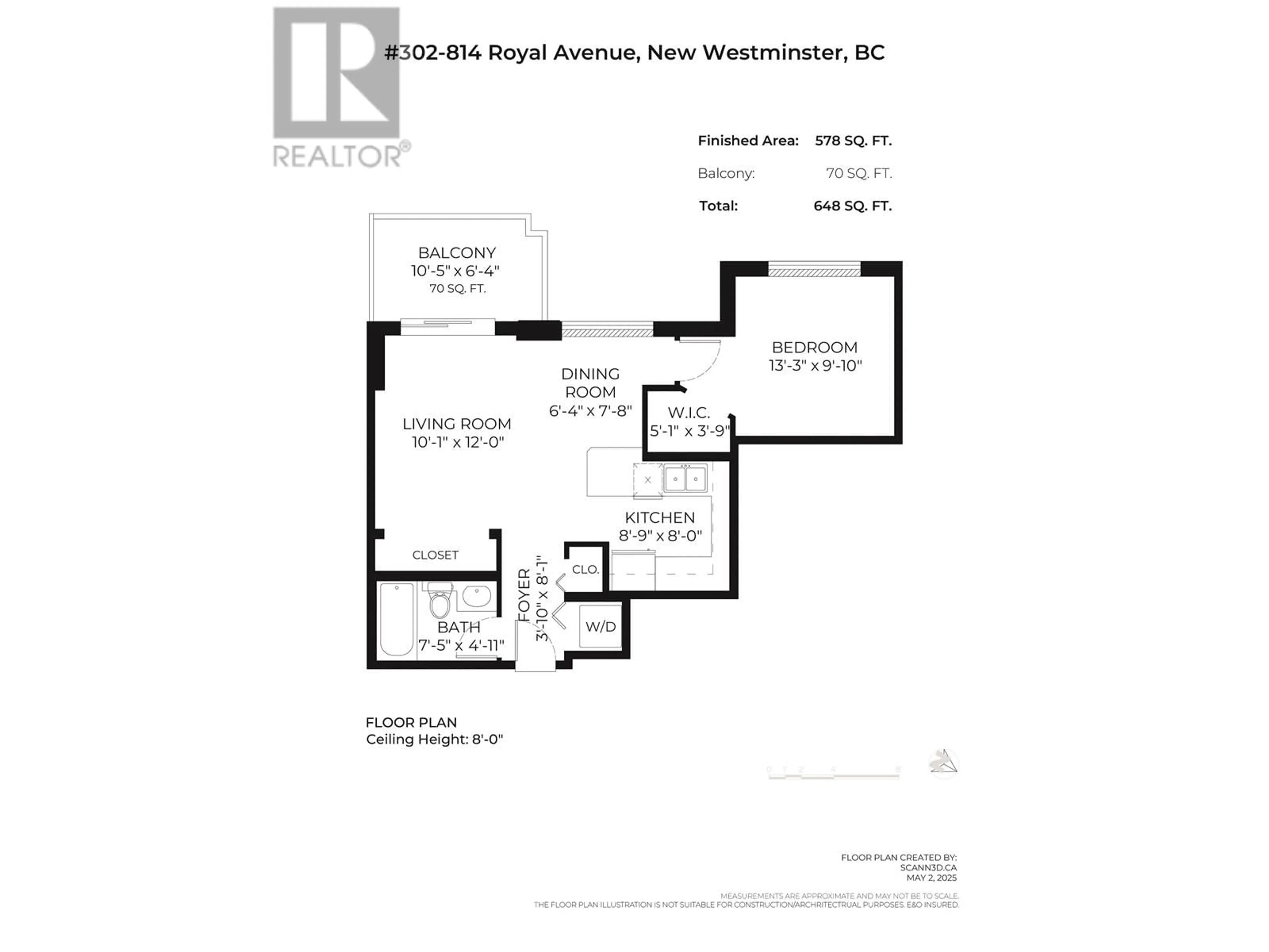 Floor plan for 302 - 814 ROYAL AVENUE, New Westminster British Columbia V3M1J9