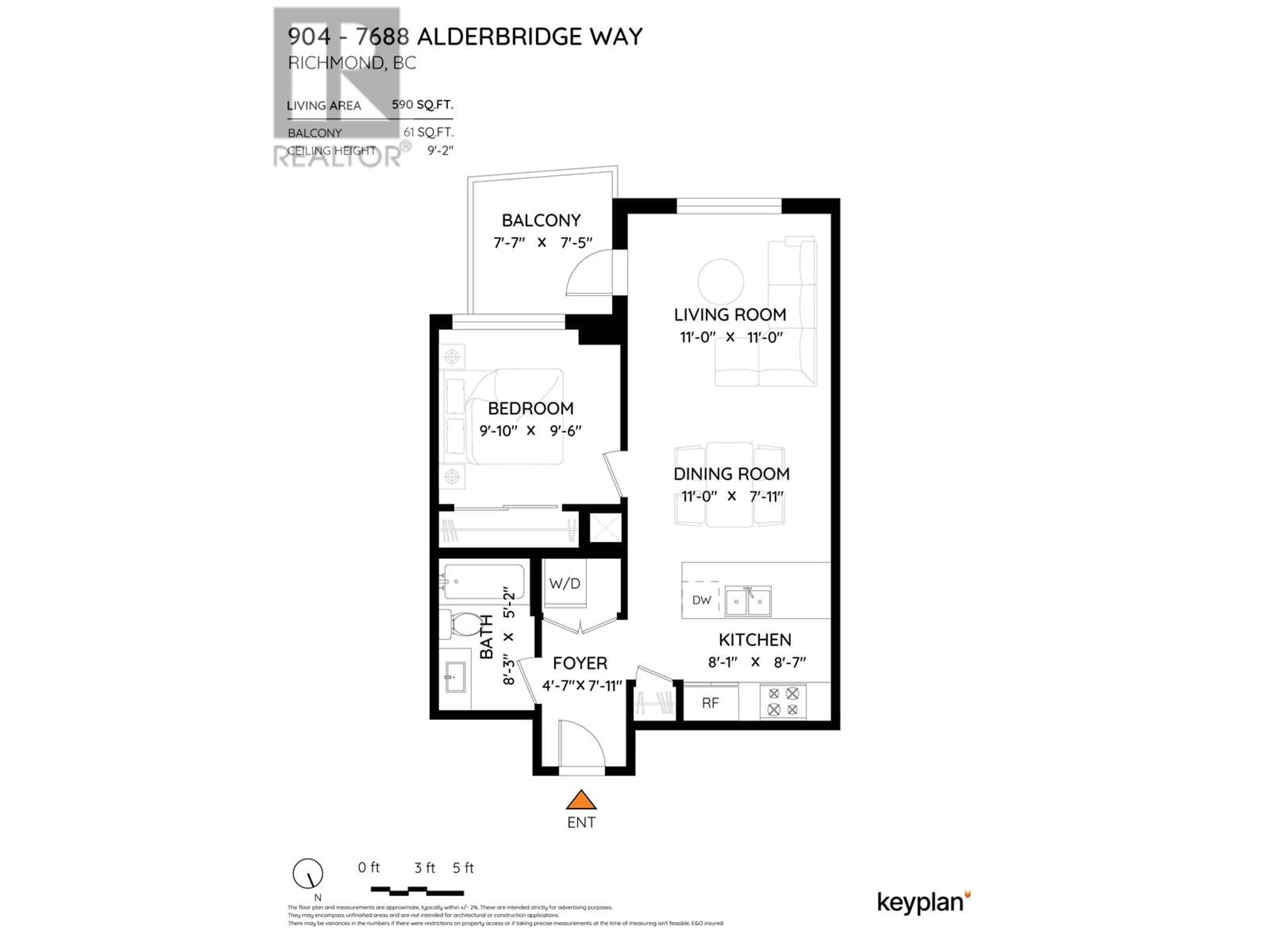 Floor plan for 904 - 7688 ALDERBRIDGE WAY, Richmond British Columbia V6X0P7
