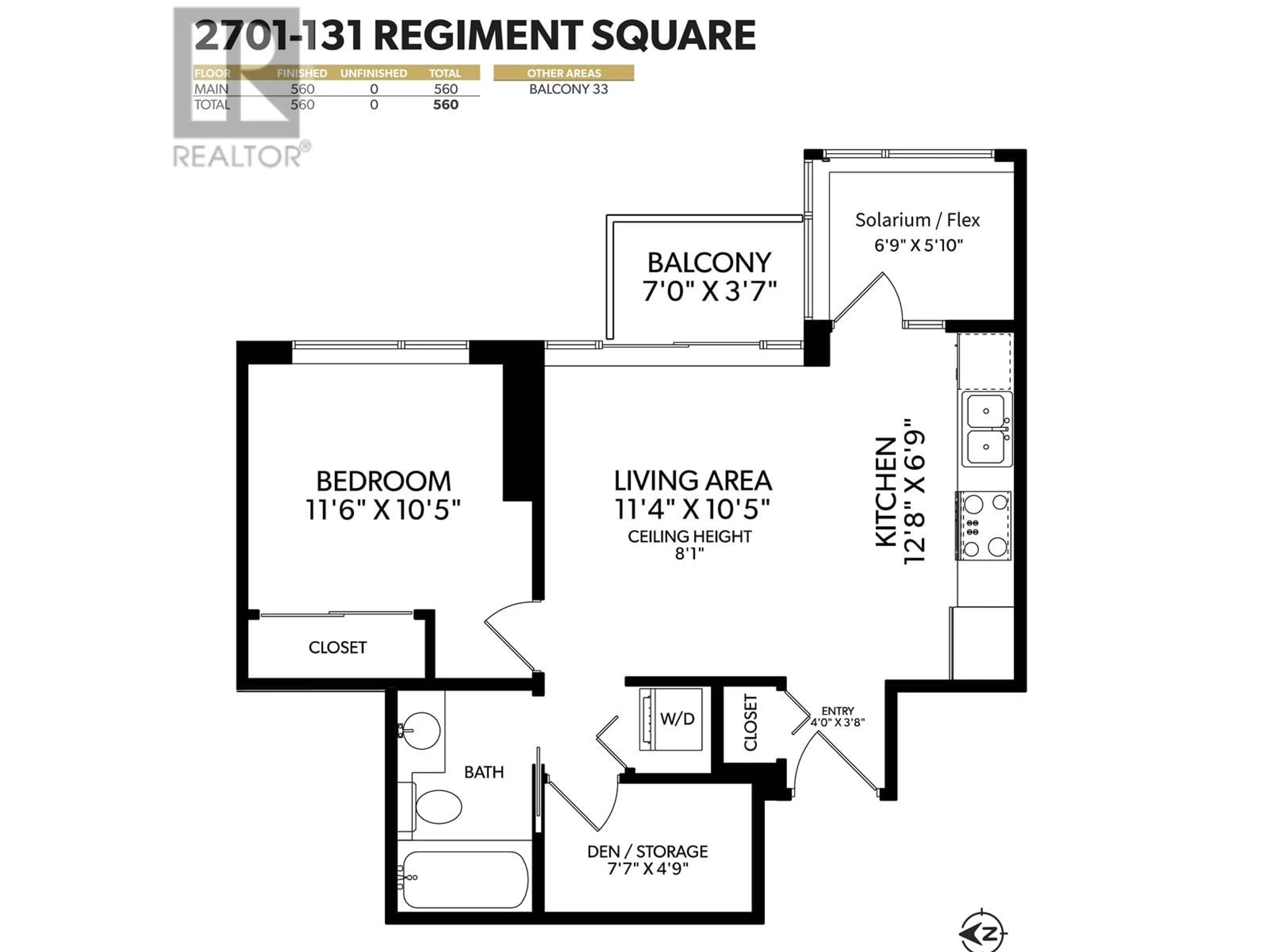 Floor plan for 2701 - 131 REGIMENT SQUARE, Vancouver British Columbia V6B1X6