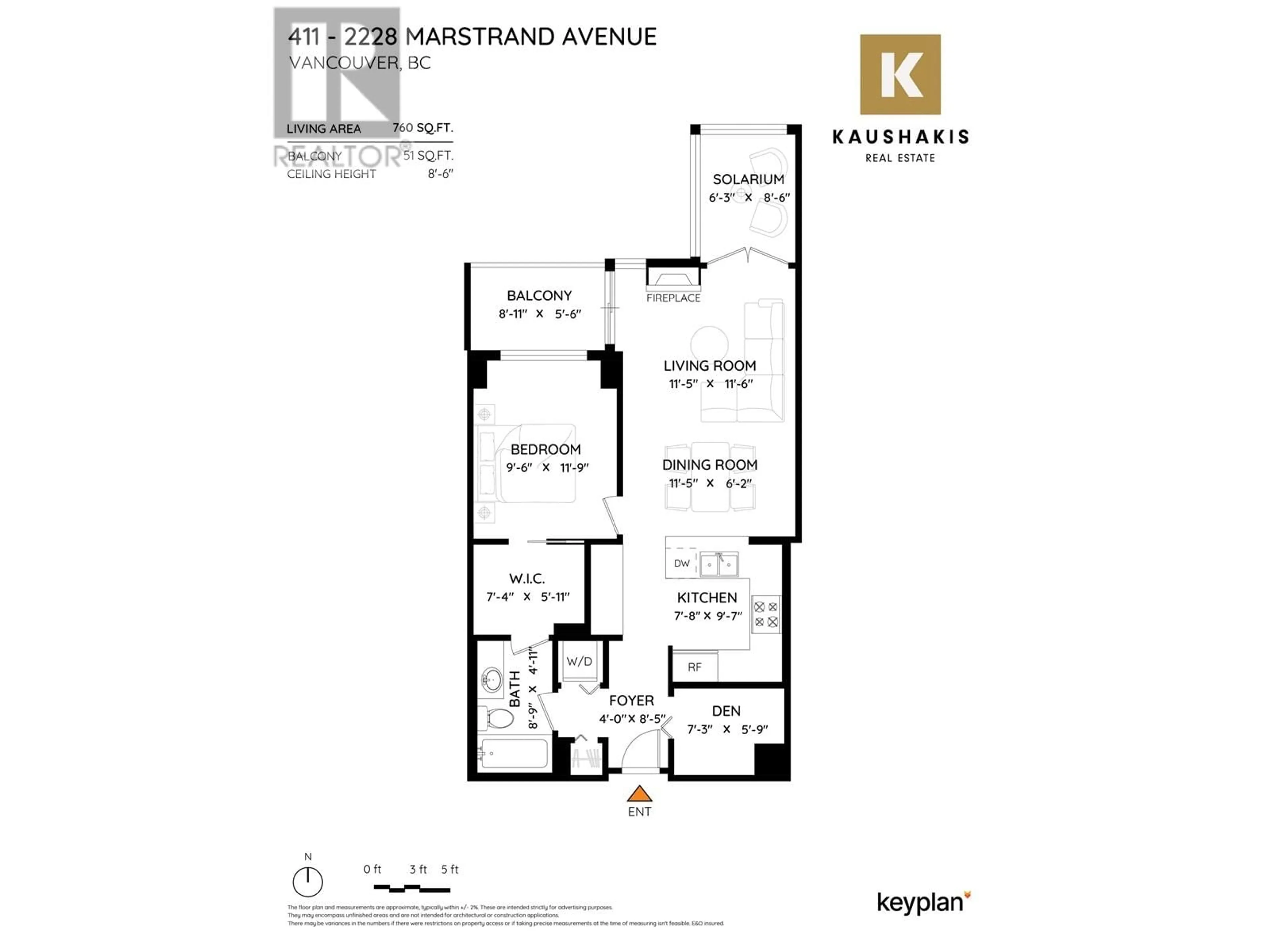 Floor plan for 411 - 2228 MARSTRAND AVENUE, Vancouver British Columbia V6K4T1