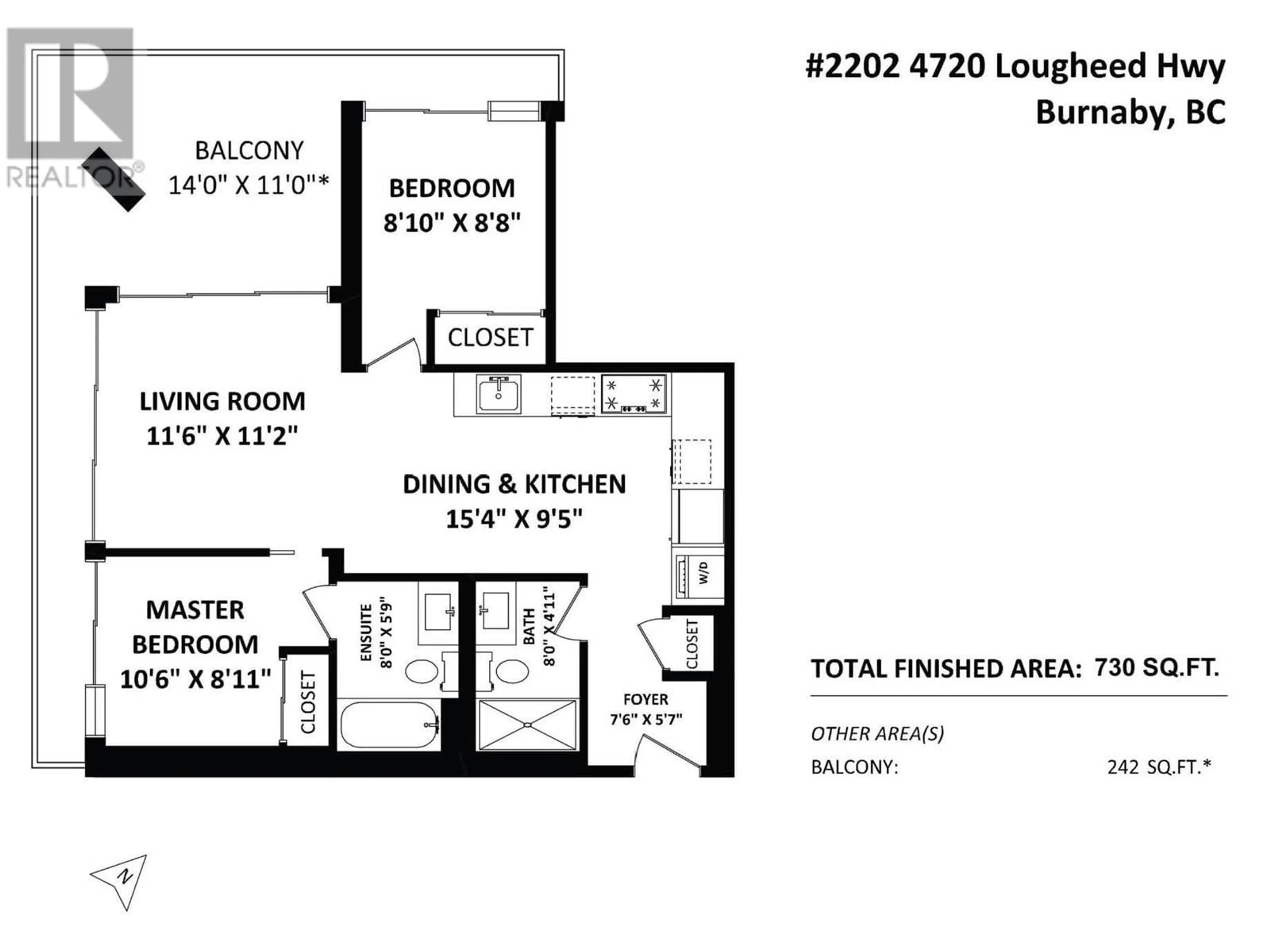 Floor plan for 2202 - 4720 LOUGHEED HIGHWAY, Burnaby British Columbia V5C0M8