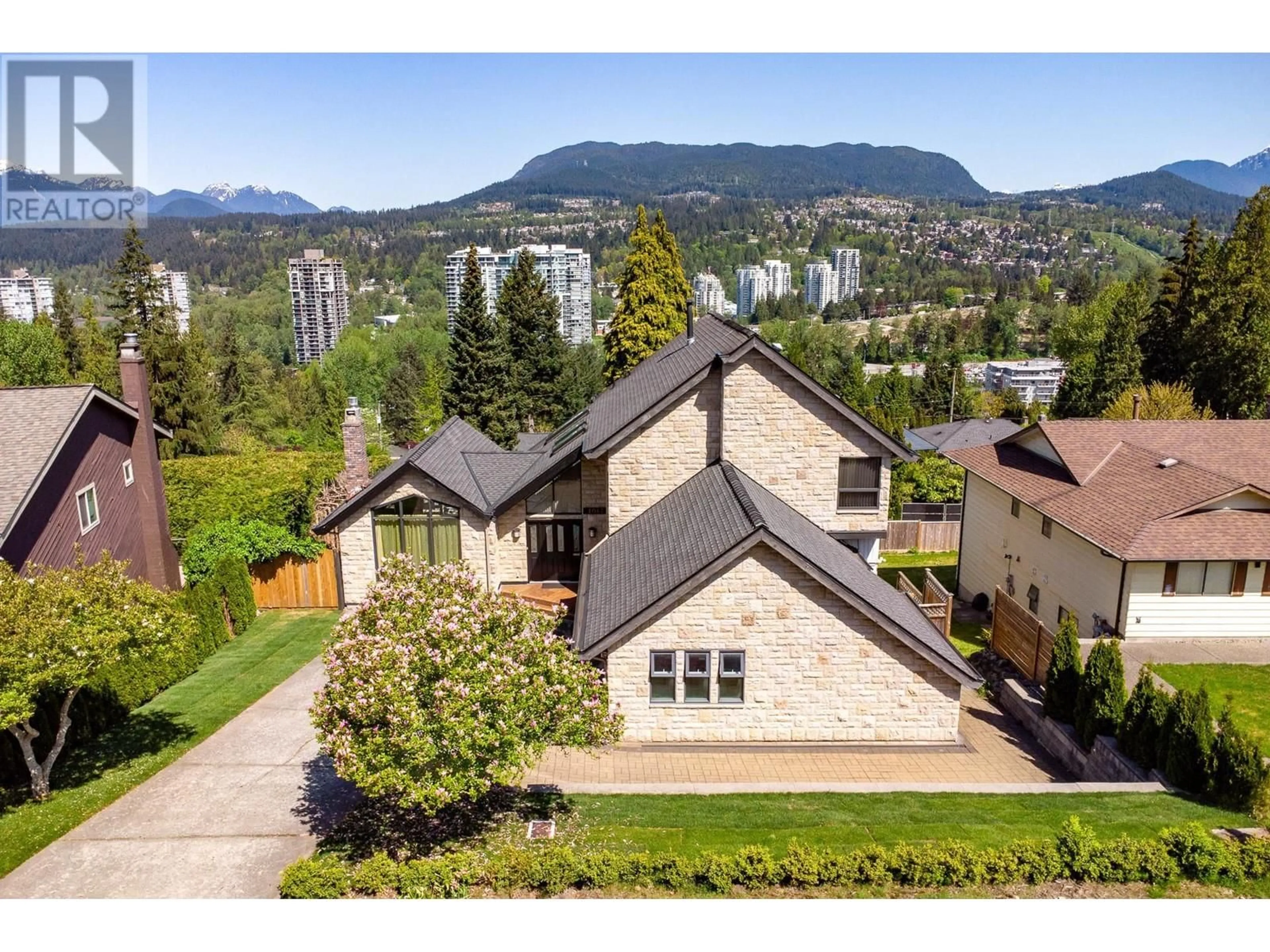 A pic from outside/outdoor area/front of a property/back of a property/a pic from drone, mountain view for 1047 CORONA CRESCENT, Coquitlam British Columbia V3J7J1