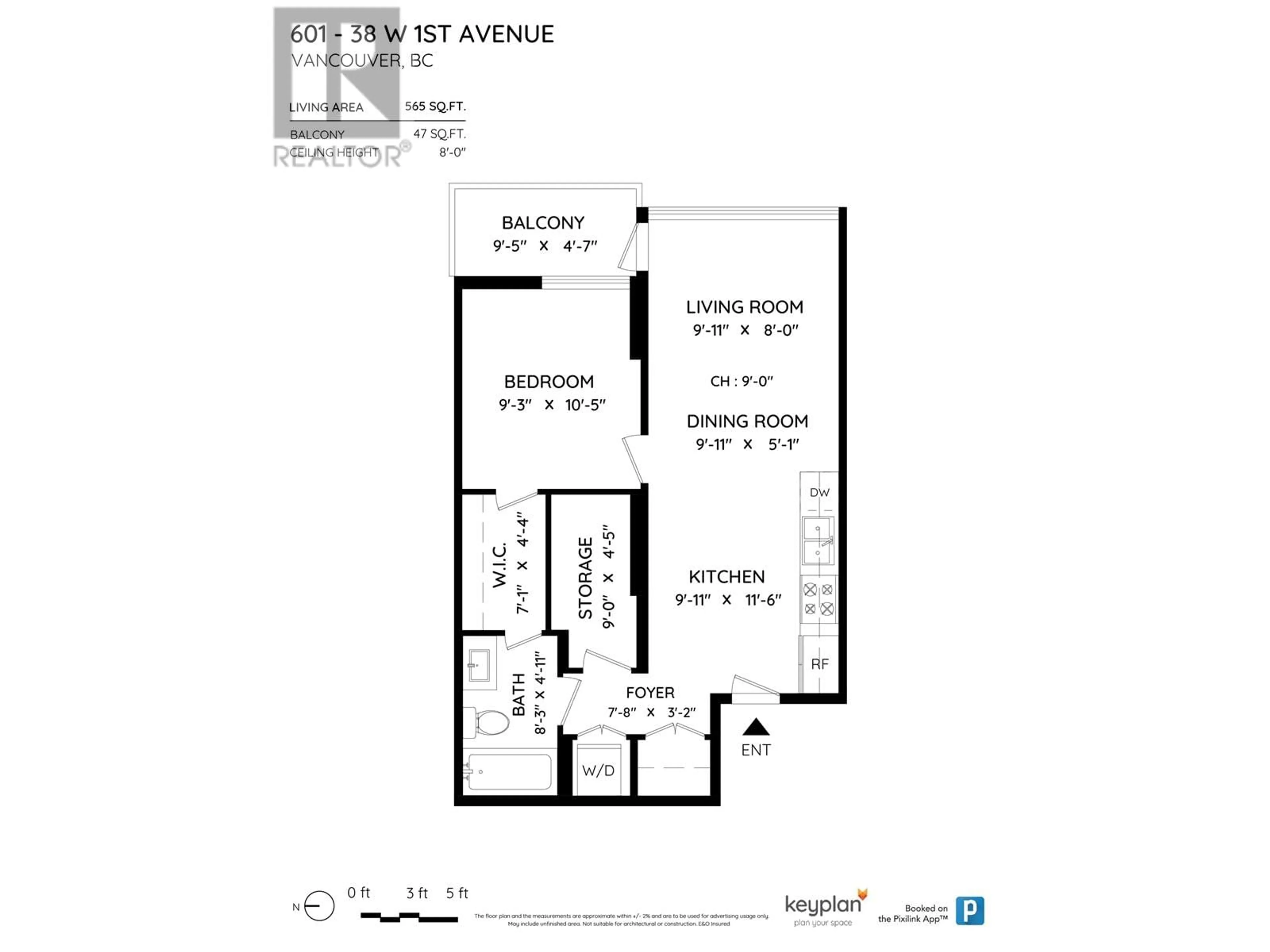 Floor plan for 602 - 1783 MANITOBA STREET, Vancouver British Columbia V5Y0K1