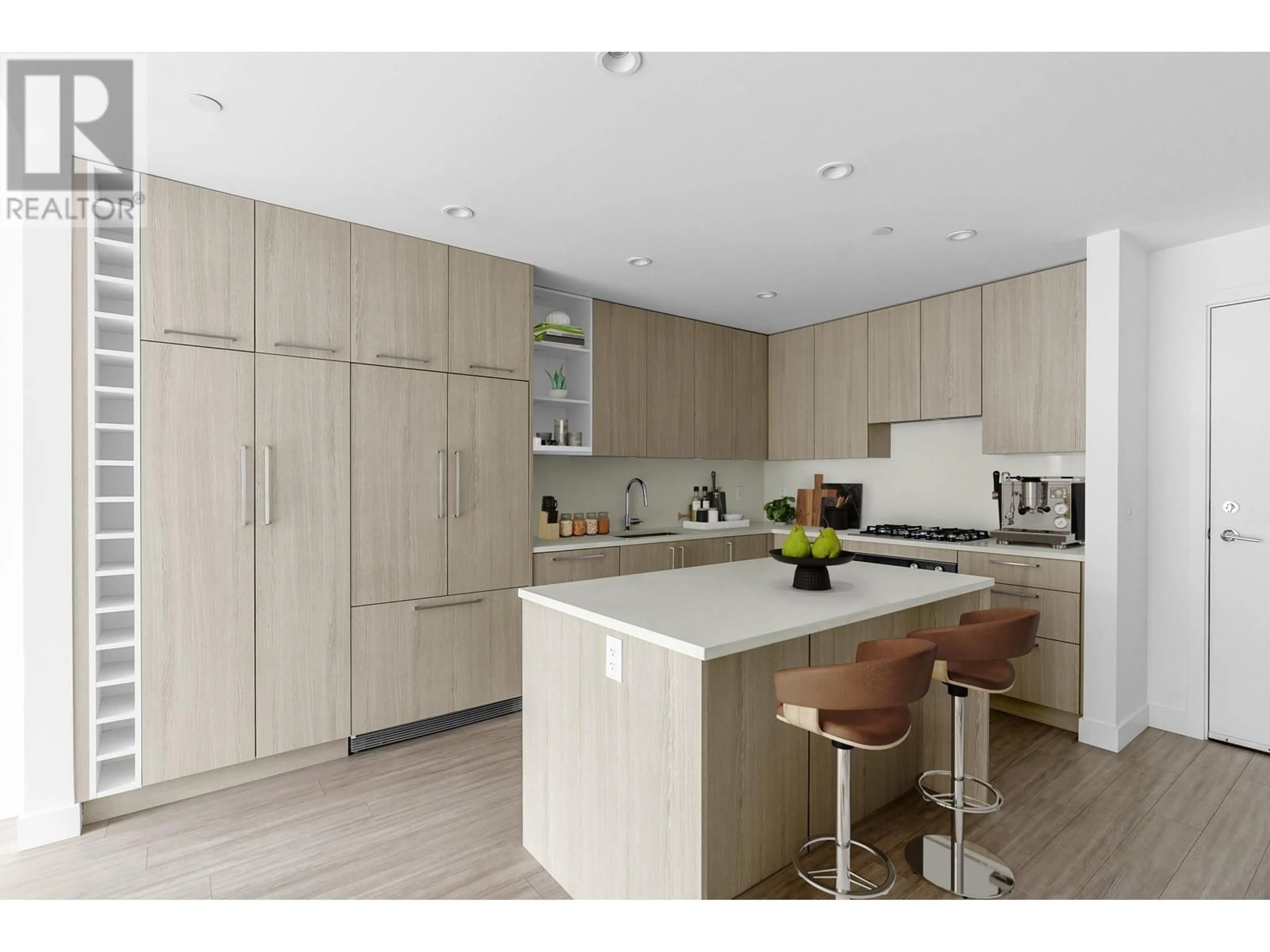 Contemporary kitchen, wood/laminate floor for 102 - 747 3 STREET, North Vancouver British Columbia V7L1G8