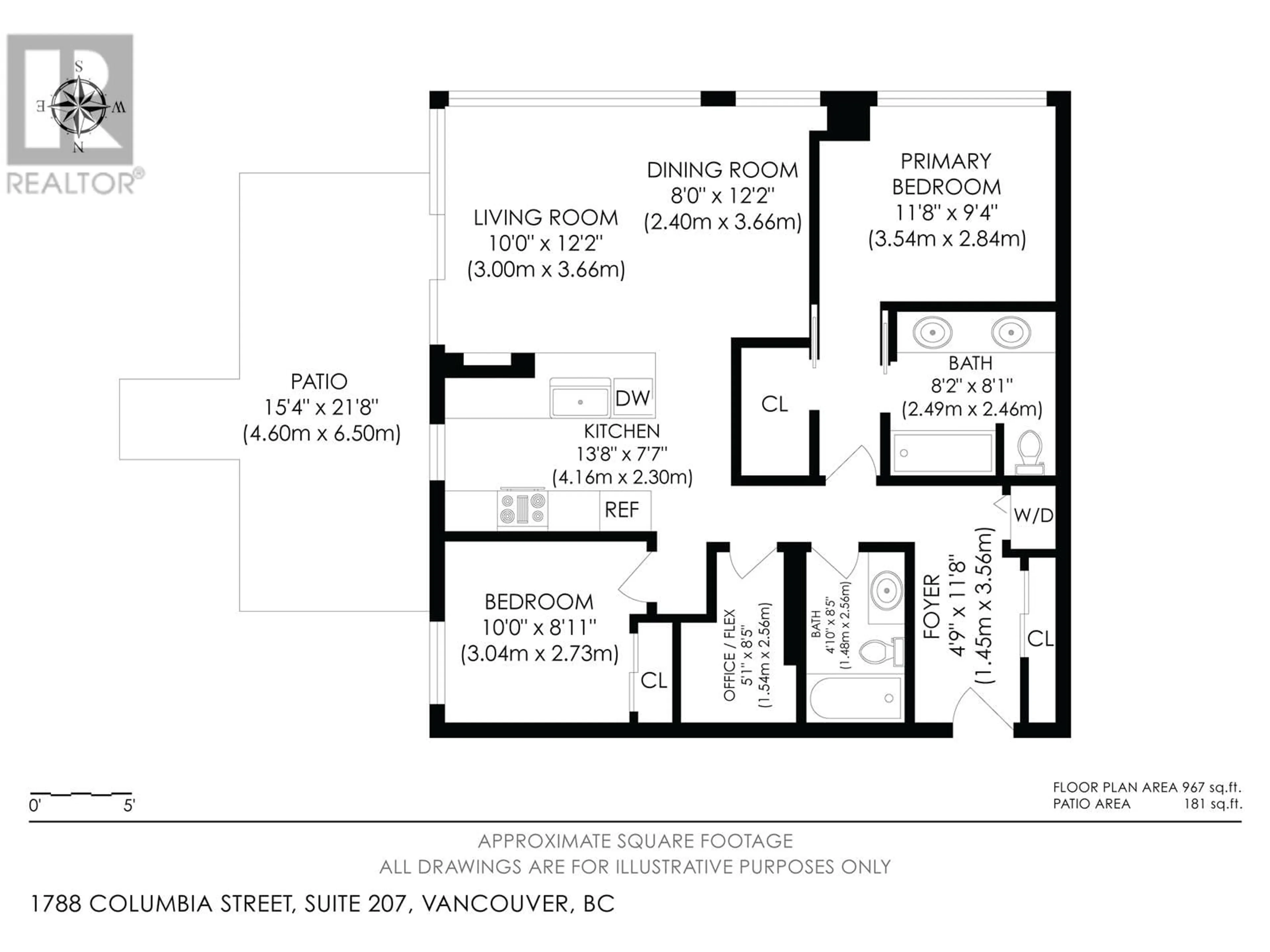 Floor plan for 207 - 1788 COLUMBIA STREET, Vancouver British Columbia V5Y0L7
