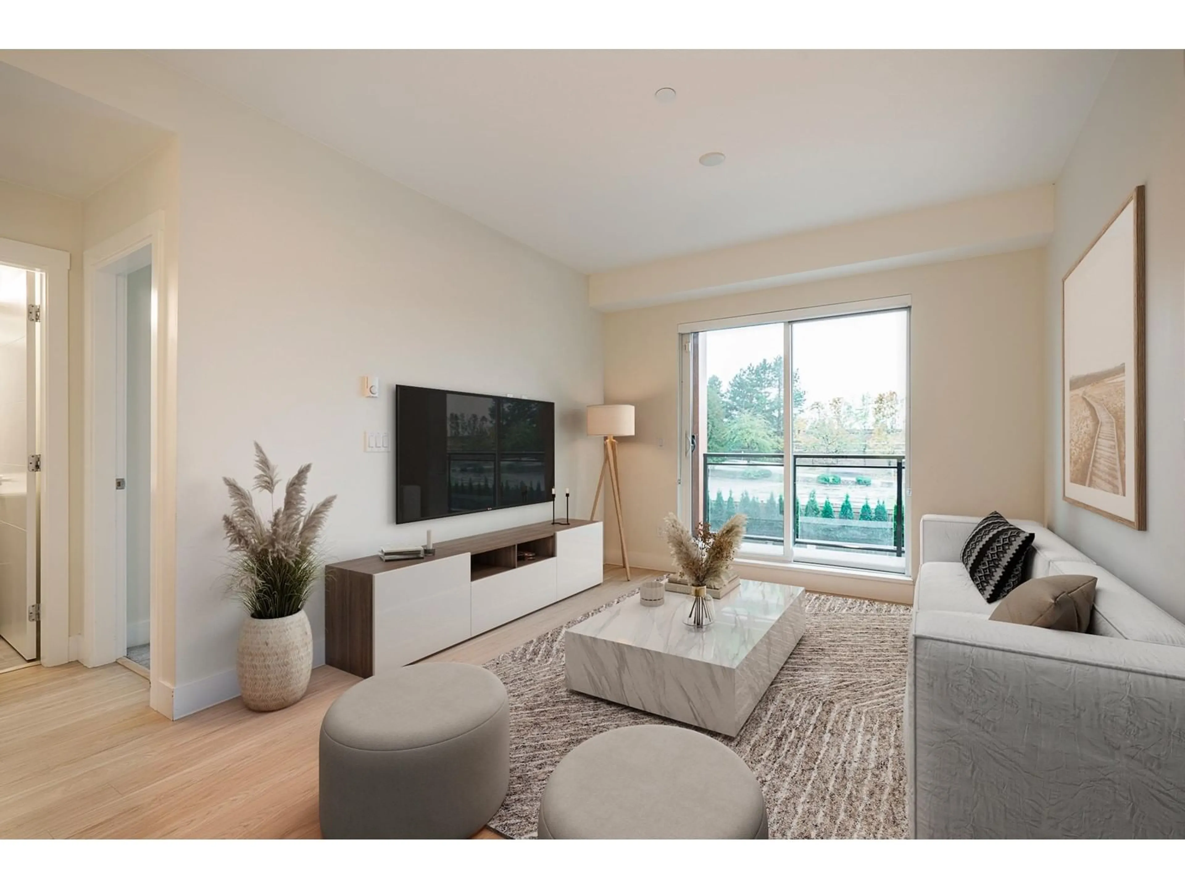 Living room with furniture, wood/laminate floor for 213 - 6950 NICHOLSON, Delta British Columbia V4E0A8