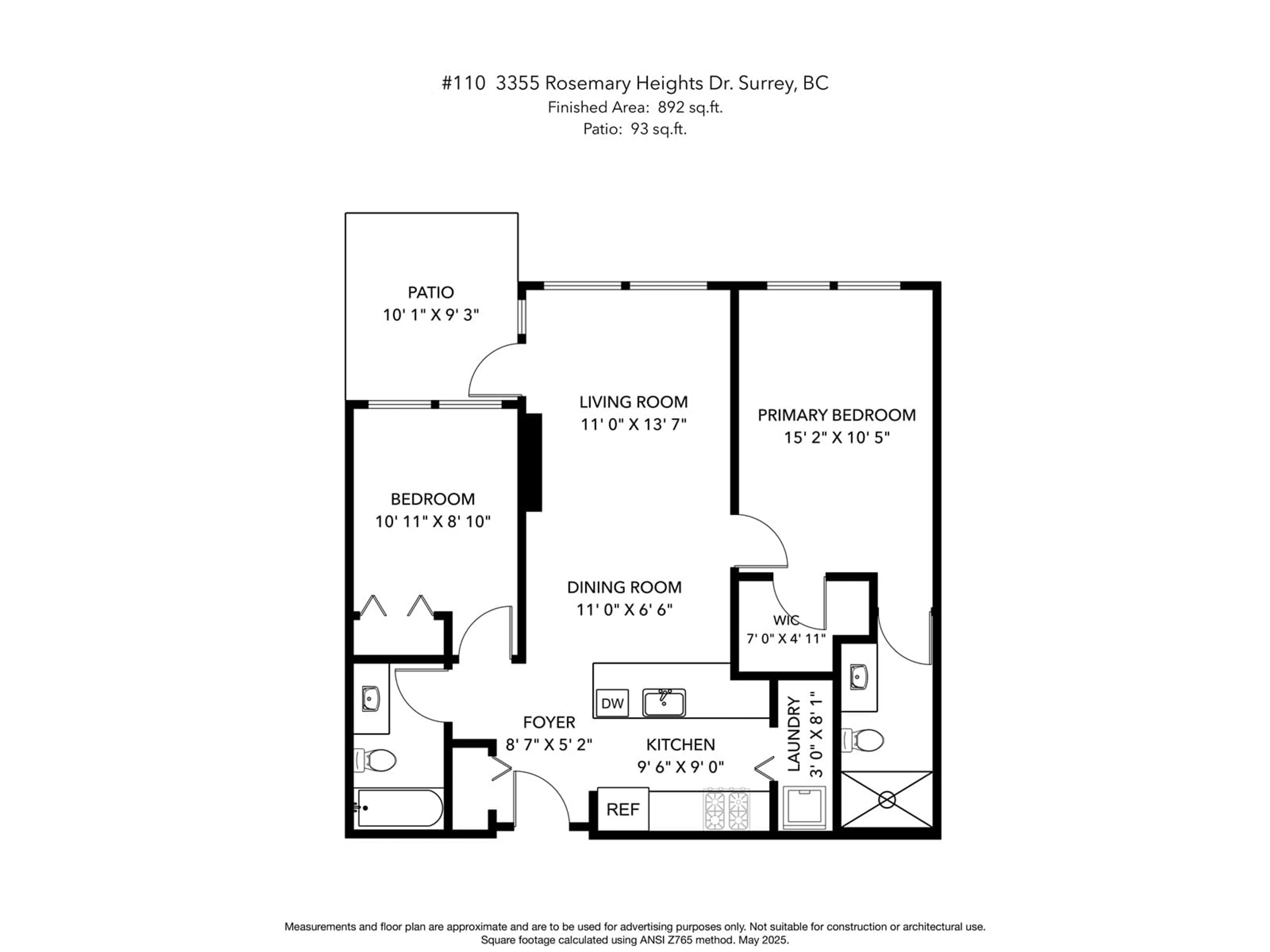 Floor plan for 110 - 3355 ROSEMARY HEIGHTS, Surrey British Columbia V3S2H5