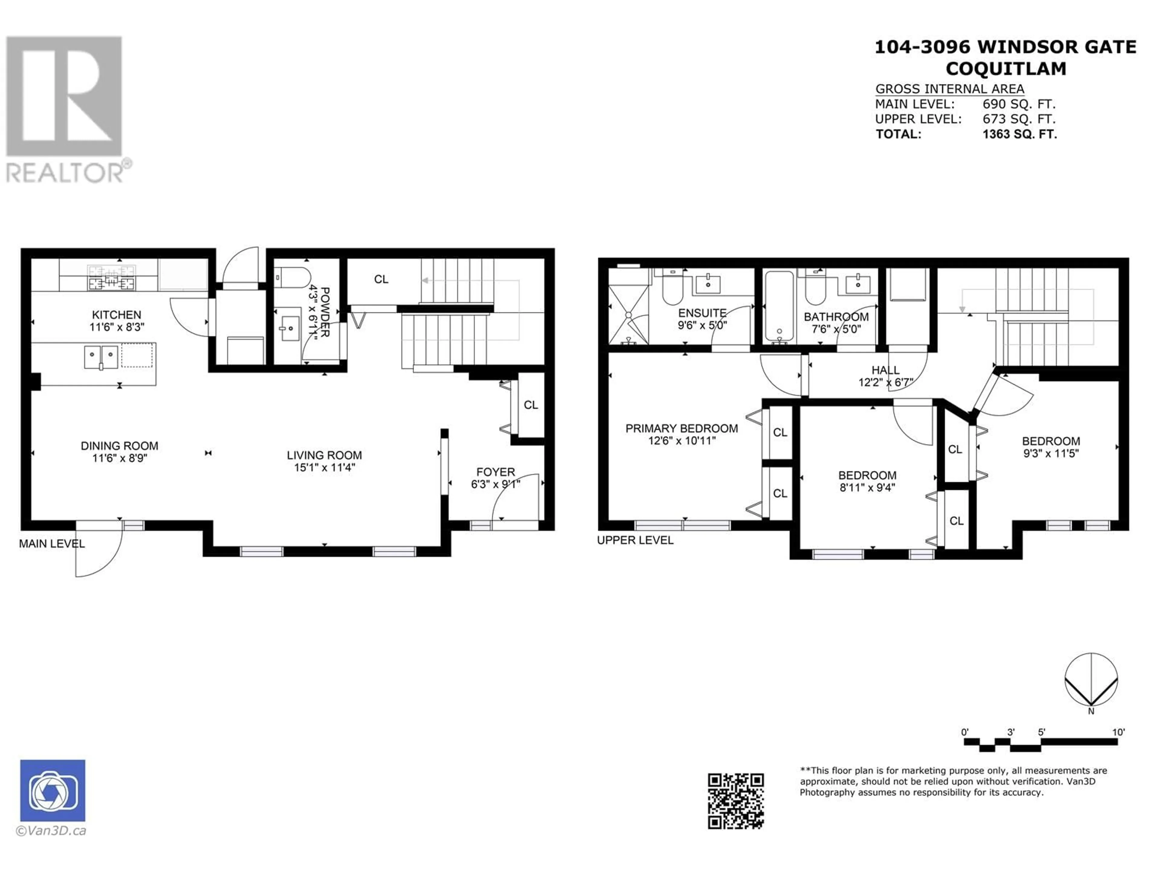 Floor plan for 104 - 3096 WINDSOR GATE, Coquitlam British Columbia V3B0P4