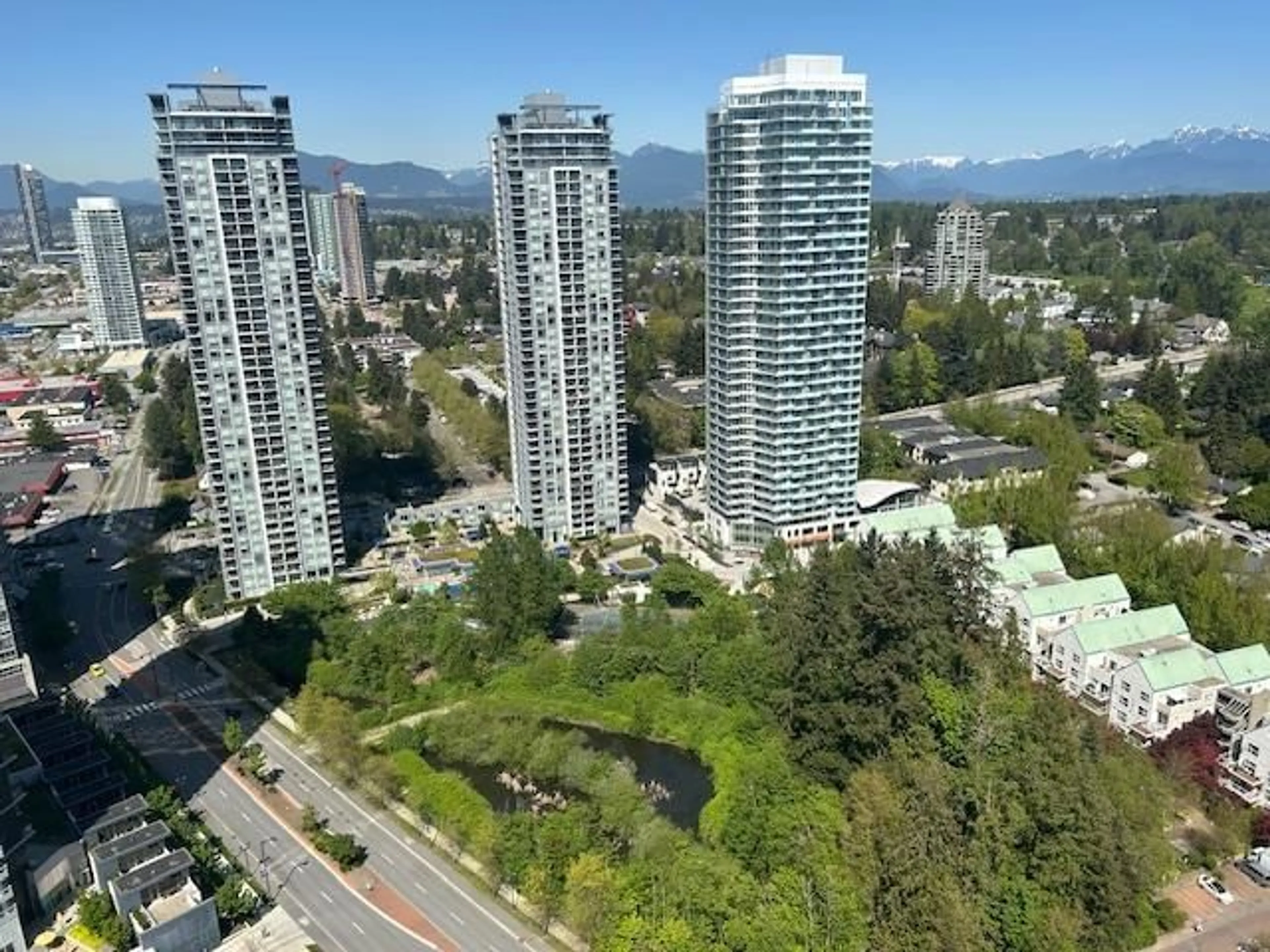 A pic from outside/outdoor area/front of a property/back of a property/a pic from drone, city buildings view from balcony for 2407 - 13725 GEORGE JUNCTION, Surrey British Columbia V3T4Y3