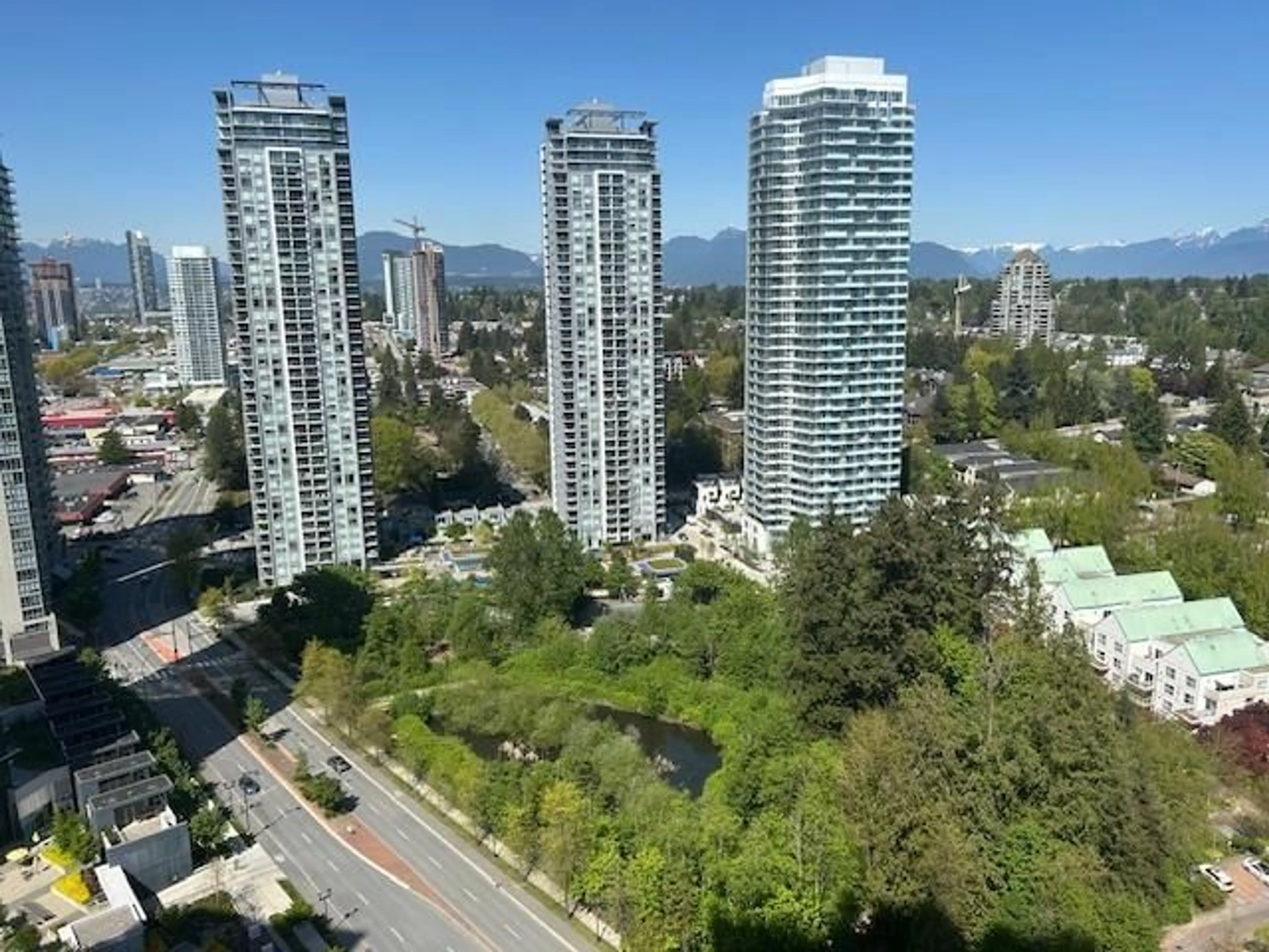 A pic from outside/outdoor area/front of a property/back of a property/a pic from drone, city buildings view from balcony for 3106 - 13725 GEORGE JUNCTION, Surrey British Columbia V3T4Y3