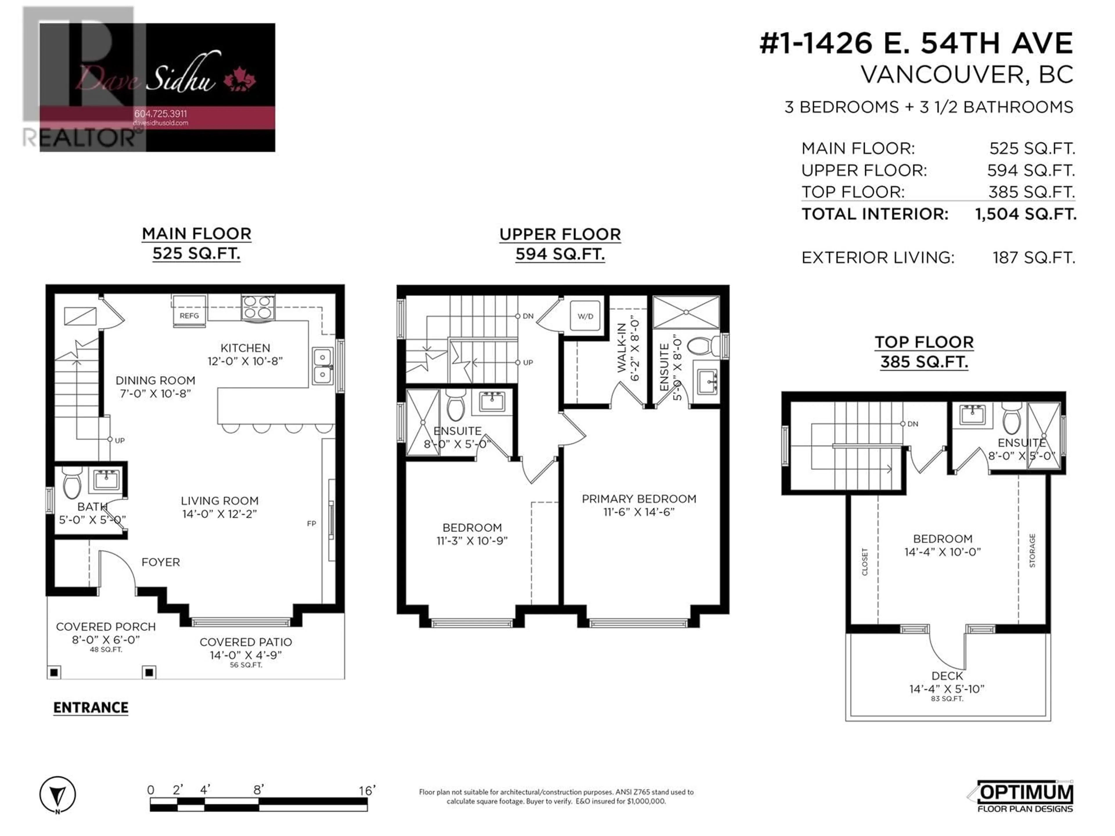 Floor plan for 1 - 1426 54TH AVENUE, Vancouver British Columbia V5P1Y1
