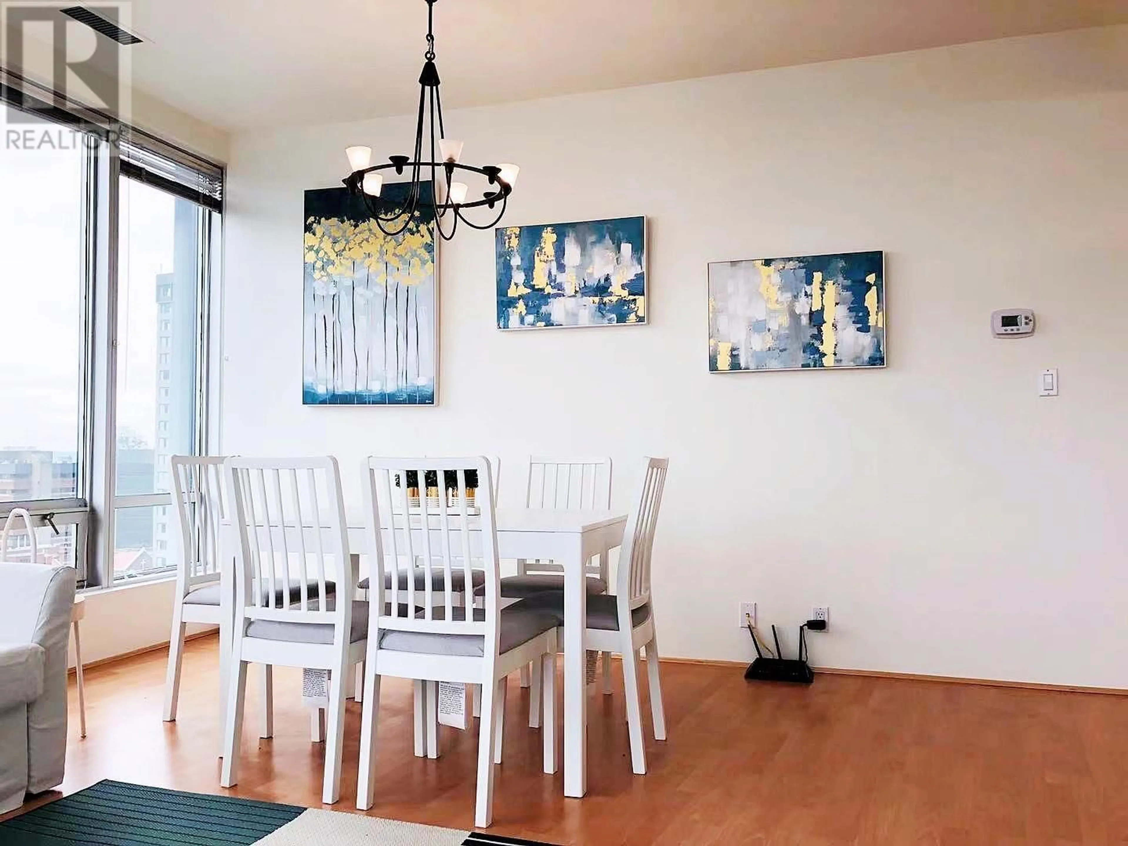 Dining room, wood/laminate floor for 1401 - 989 NELSON STREET, Vancouver British Columbia V6Z2S1