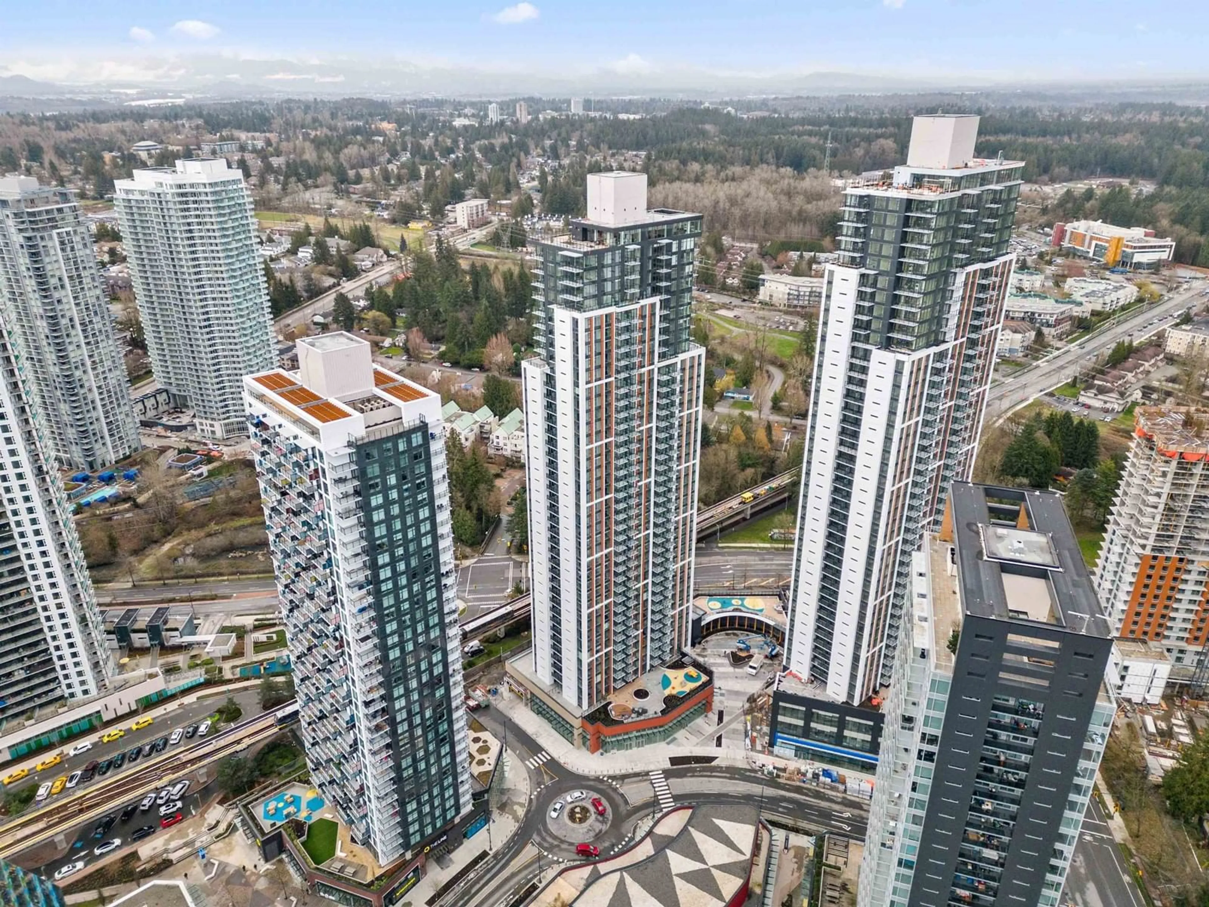 A pic from outside/outdoor area/front of a property/back of a property/a pic from drone, city buildings view from balcony for 1005 - 13725 GEORGE JUNCTION, Surrey British Columbia V3T0V7