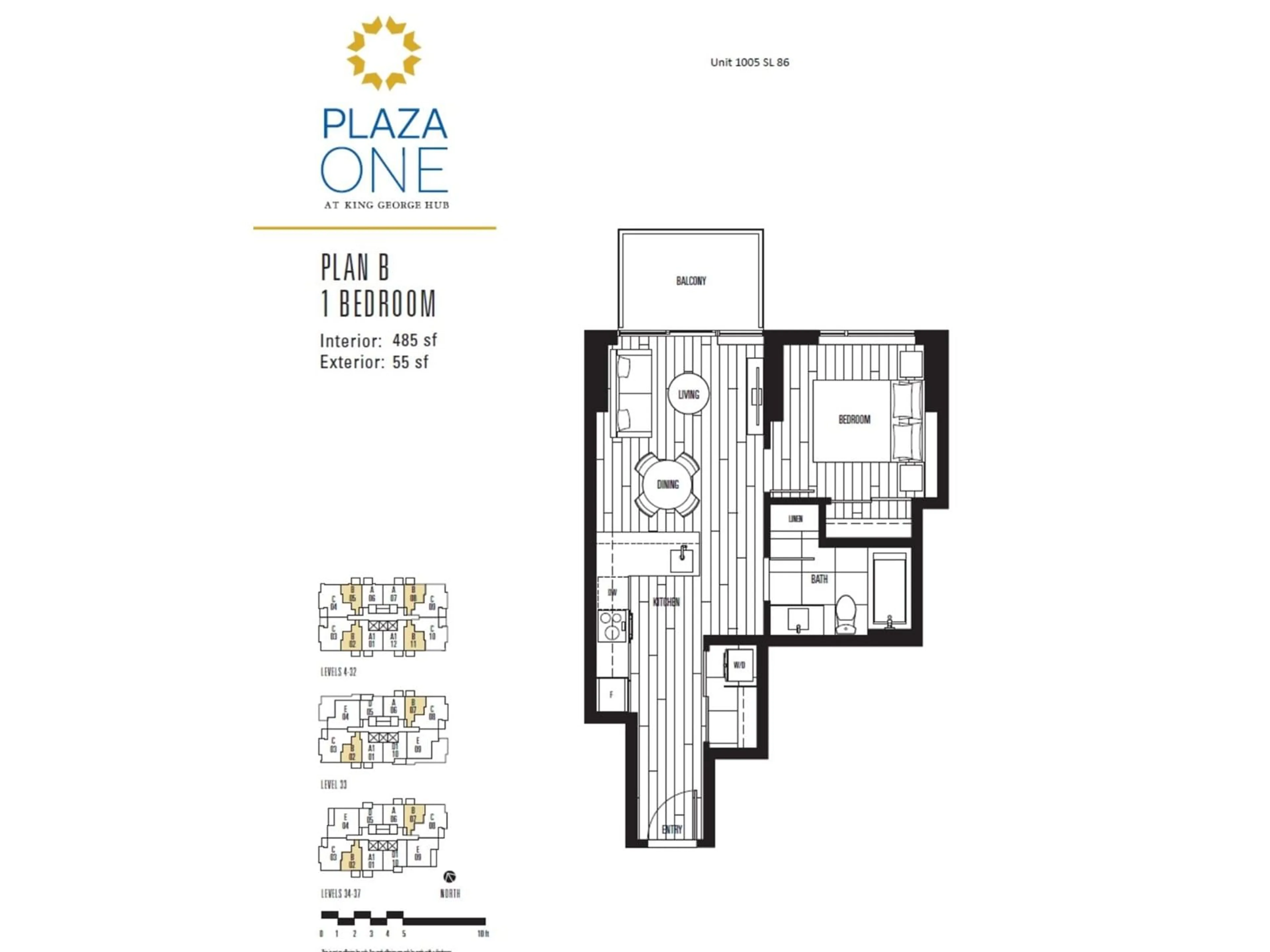 Floor plan for 1005 - 13725 GEORGE JUNCTION, Surrey British Columbia V3T0V7