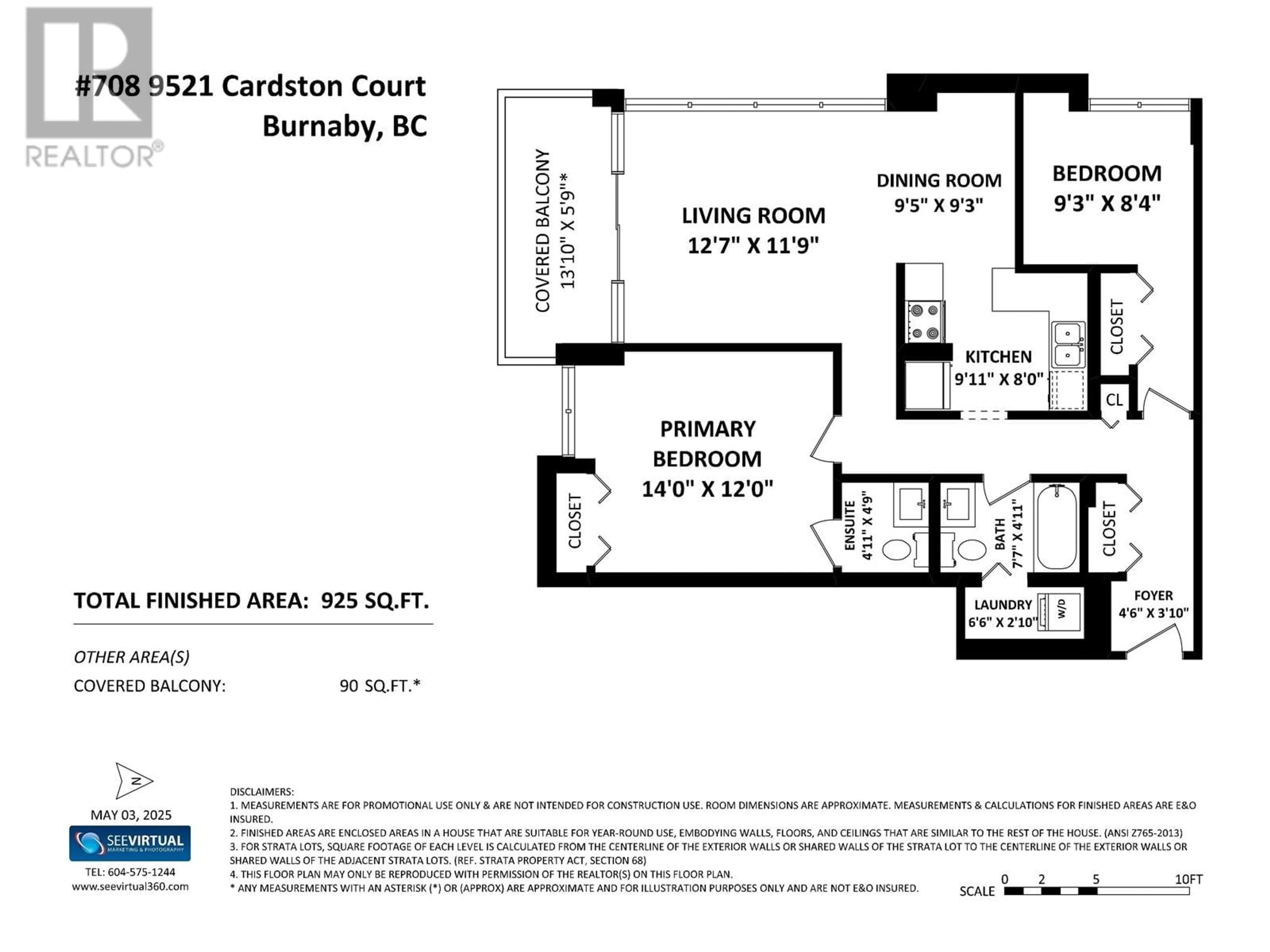 Floor plan for 708 - 9521 CARDSTON COURT, Burnaby British Columbia V3N4R8