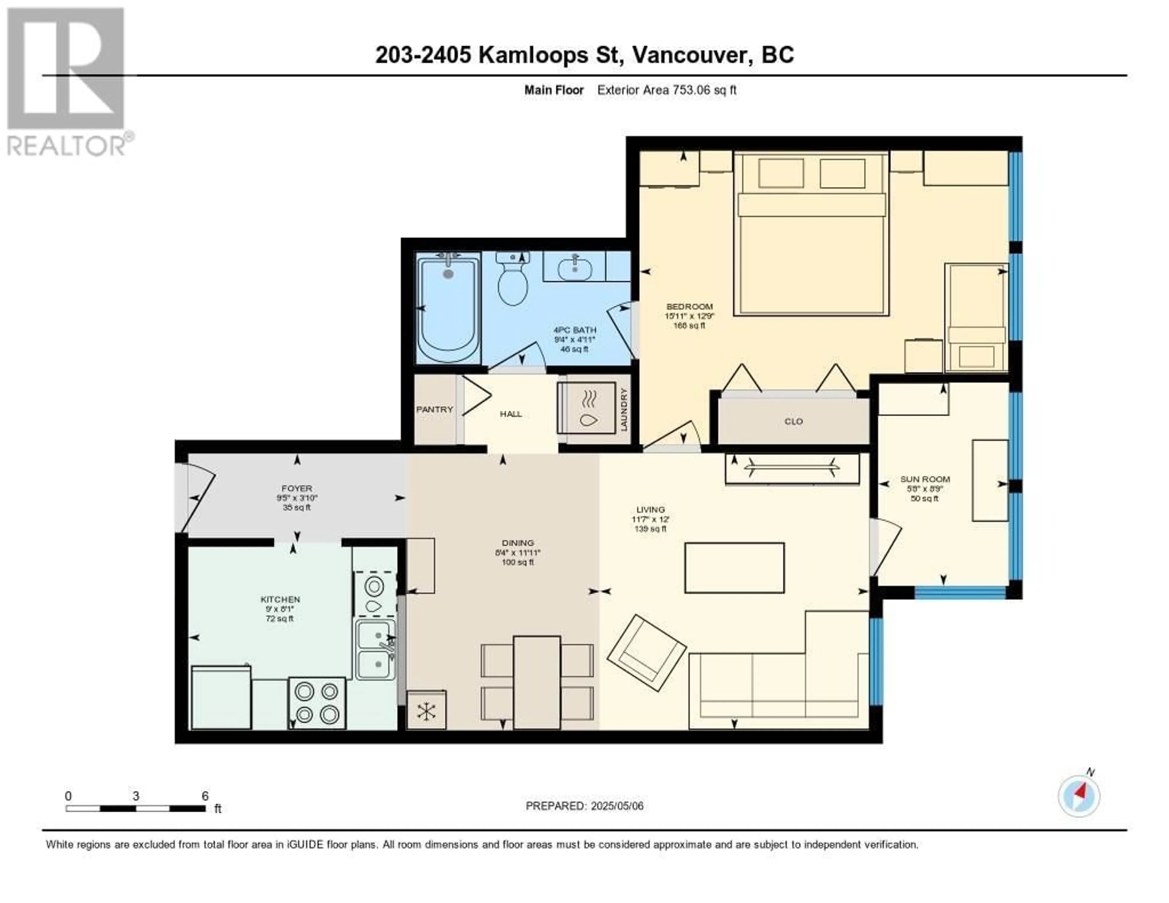 Floor plan for 203 - 2405 KAMLOOPS STREET, Vancouver British Columbia V5M4V6