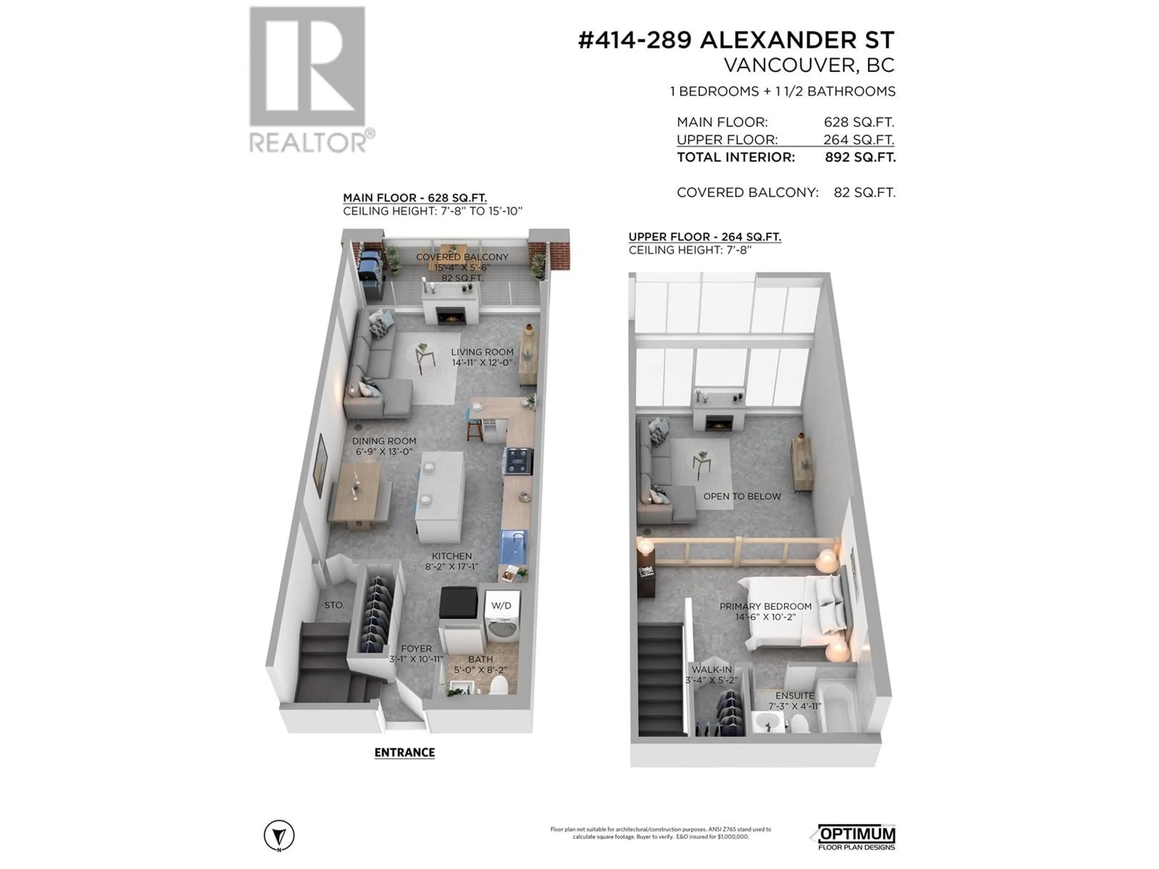Floor plan for 414 - 289 ALEXANDER STREET, Vancouver British Columbia V6A1C2
