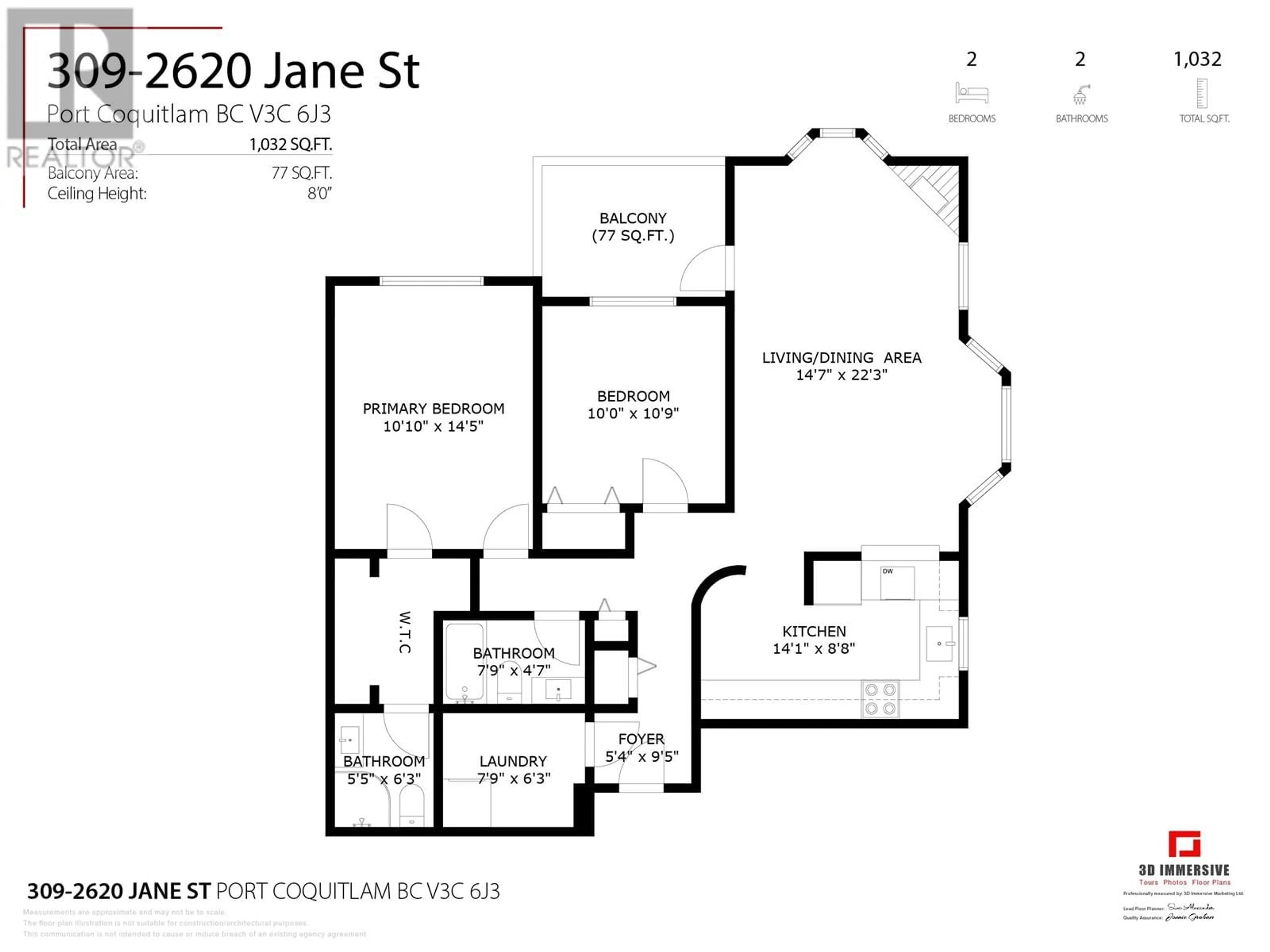 Floor plan for 309 - 2620 JANE STREET, Port Coquitlam British Columbia V3C6J3