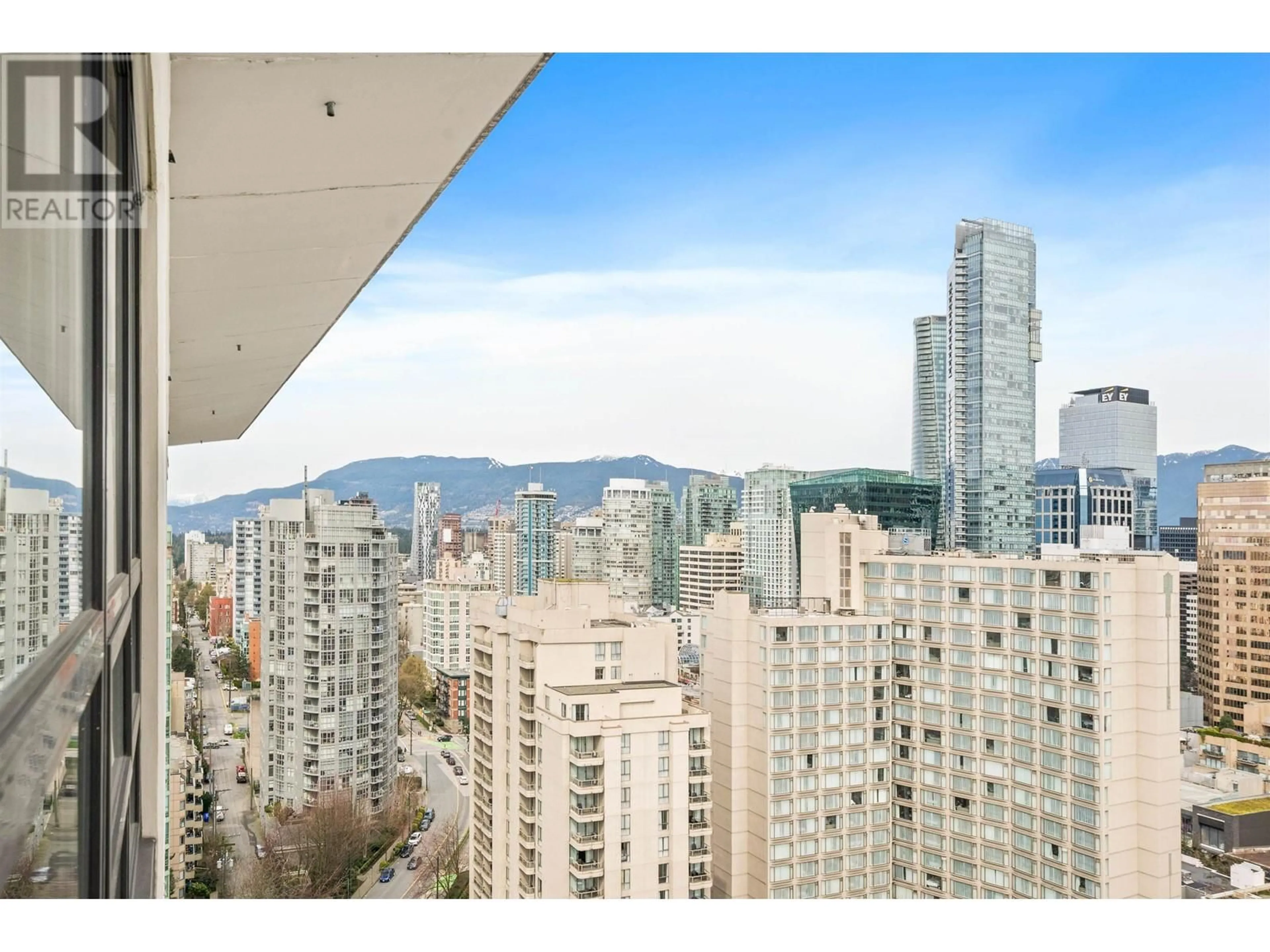 Balcony in the apartment, city buildings view from balcony for 2314 - 938 SMITHE STREET, Vancouver British Columbia V6Z3H8