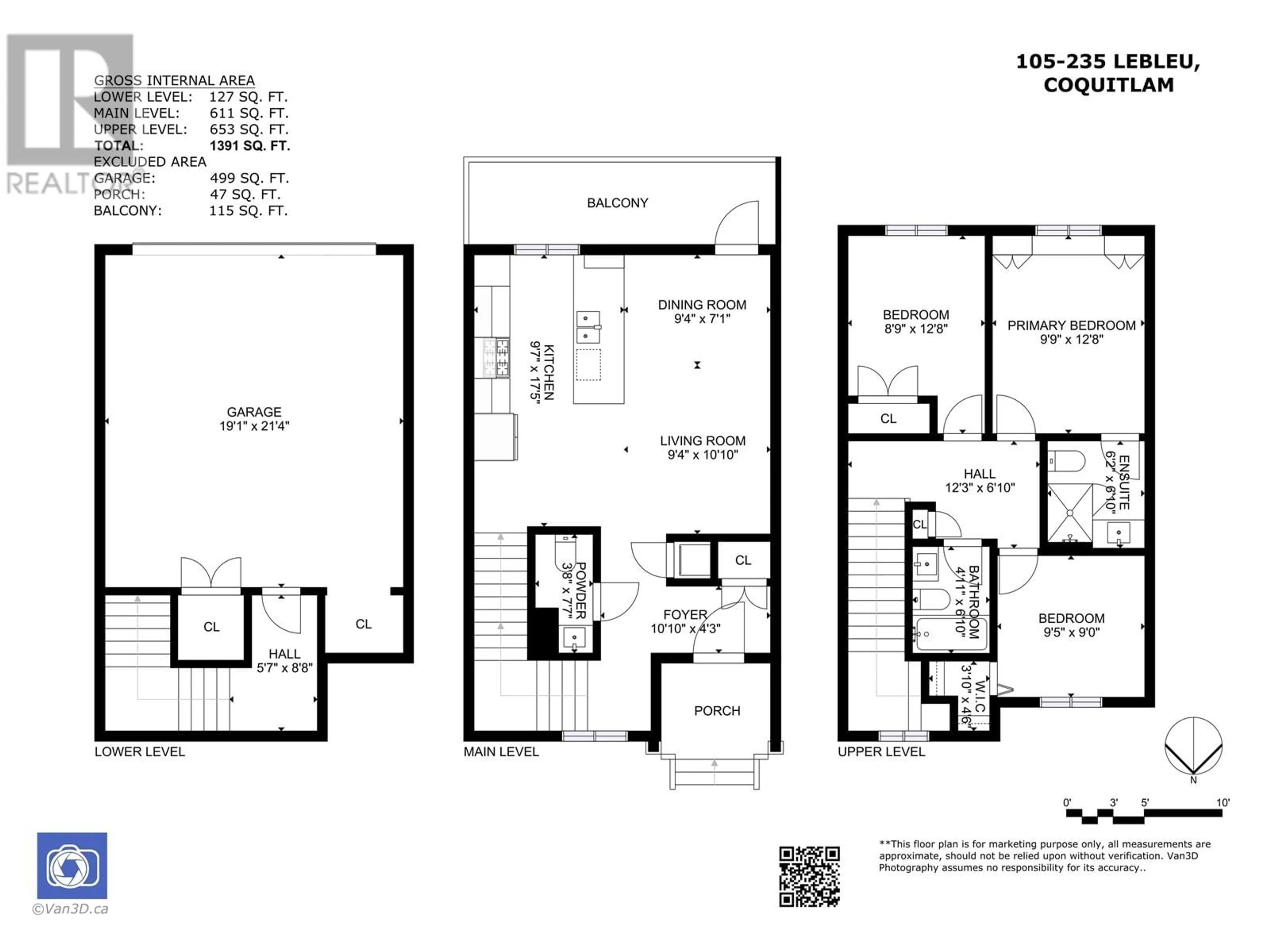 Floor plan for 105 - 235 LEBLEU STREET, Coquitlam British Columbia V3K4L7