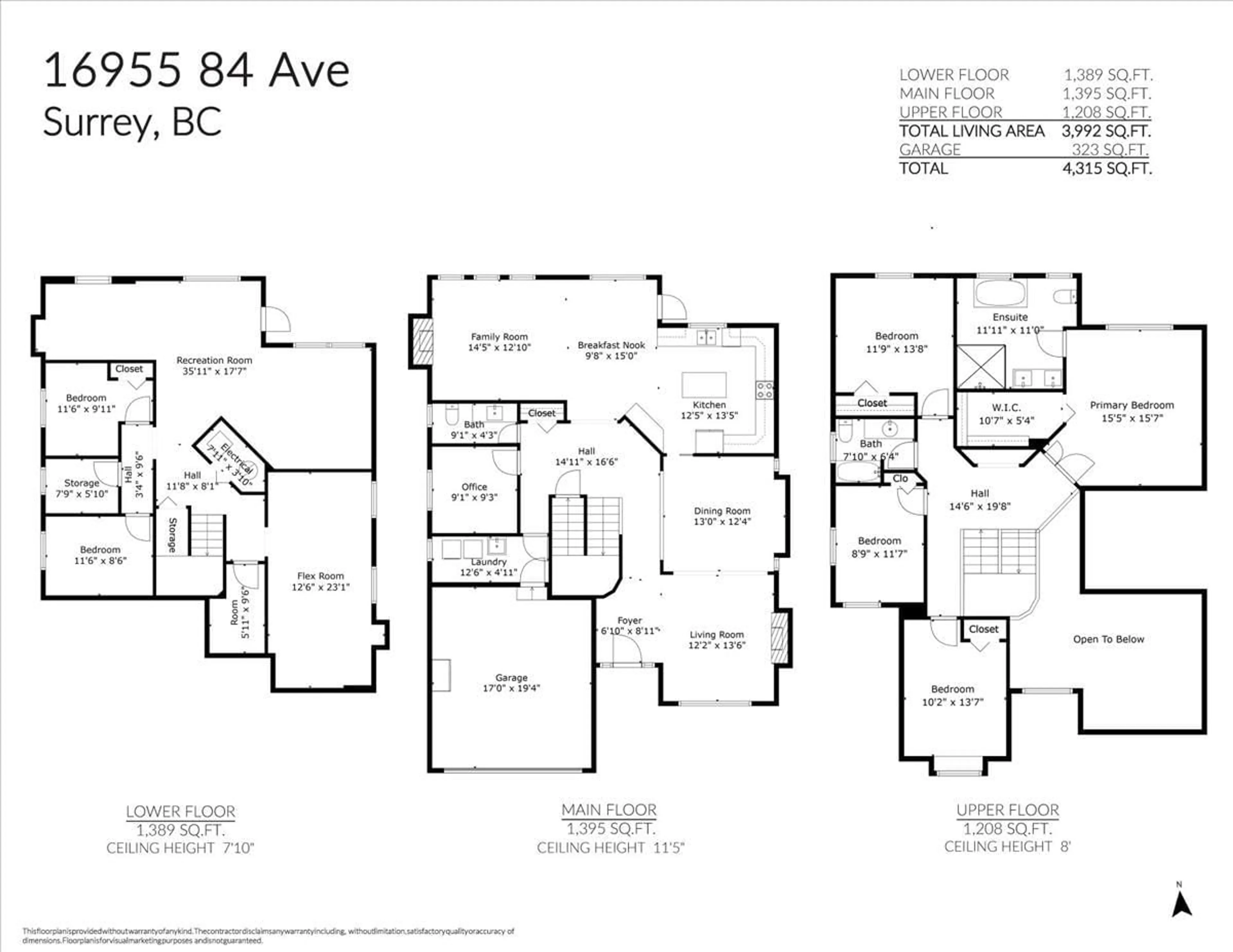 Floor plan for 16955 84, Surrey British Columbia V4N4V3