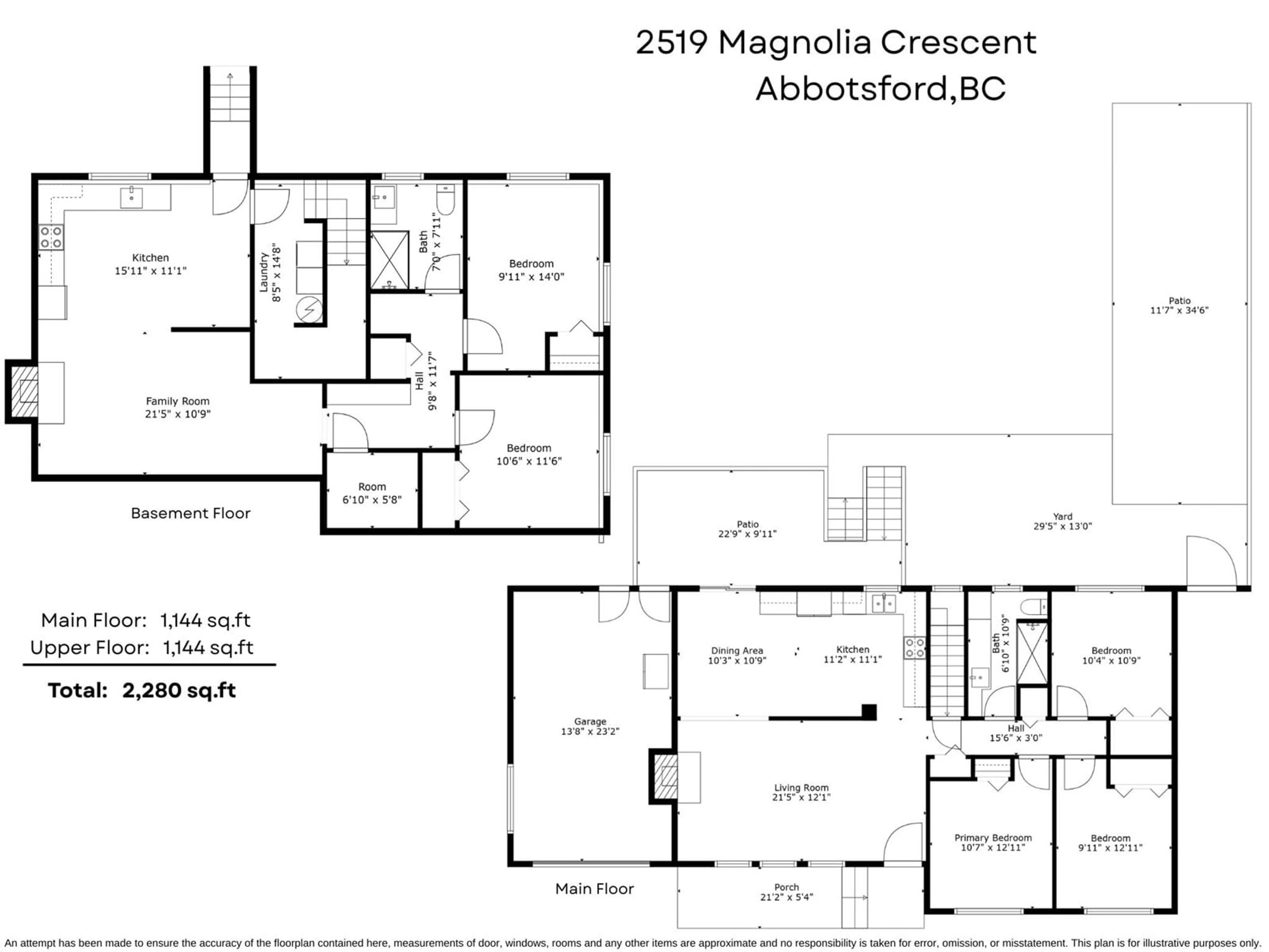 Floor plan for 2519 MAGNOLIA, Abbotsford British Columbia V2T3N1