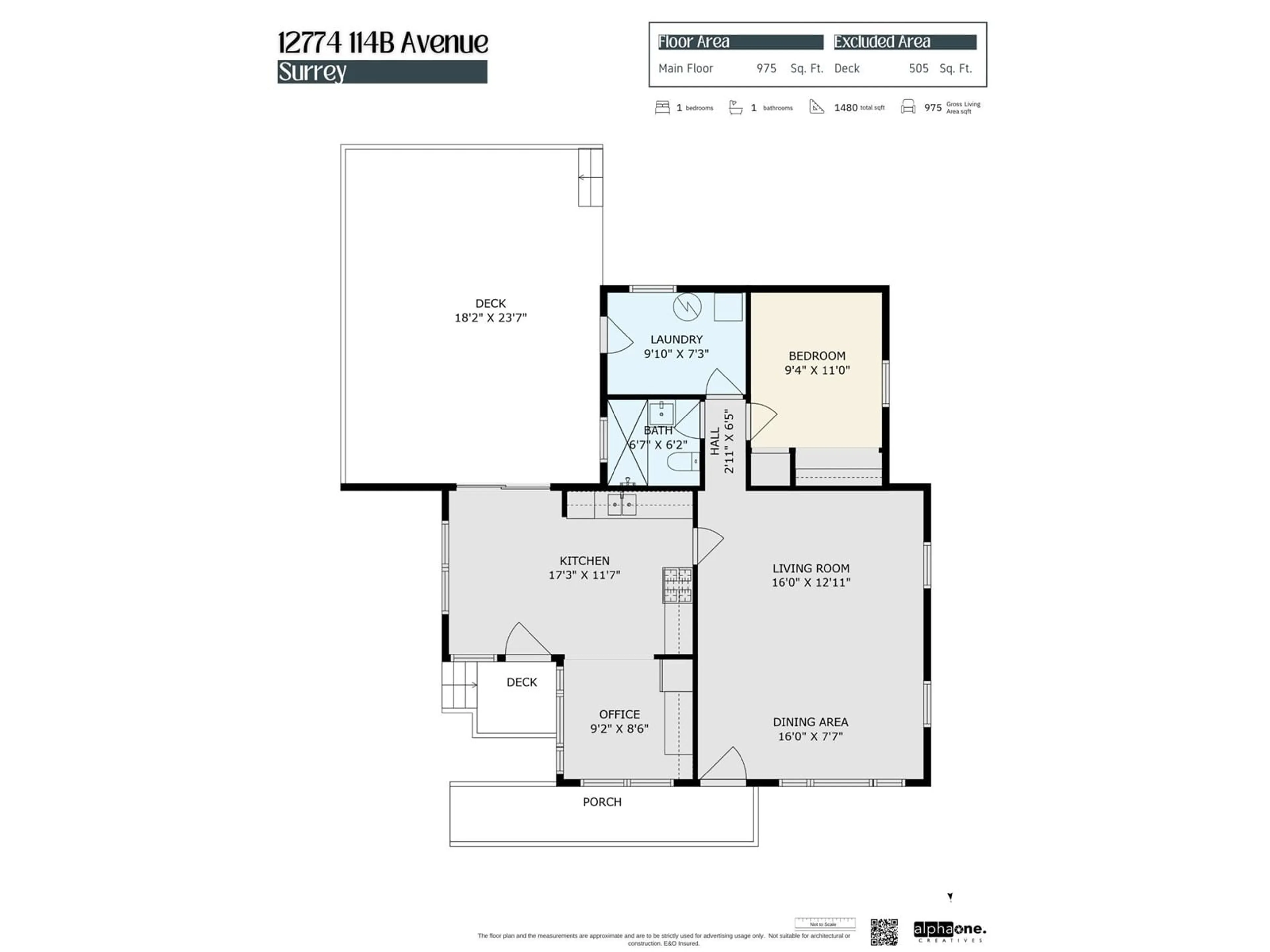 Floor plan for 12774 114B, Surrey British Columbia V3V3P5