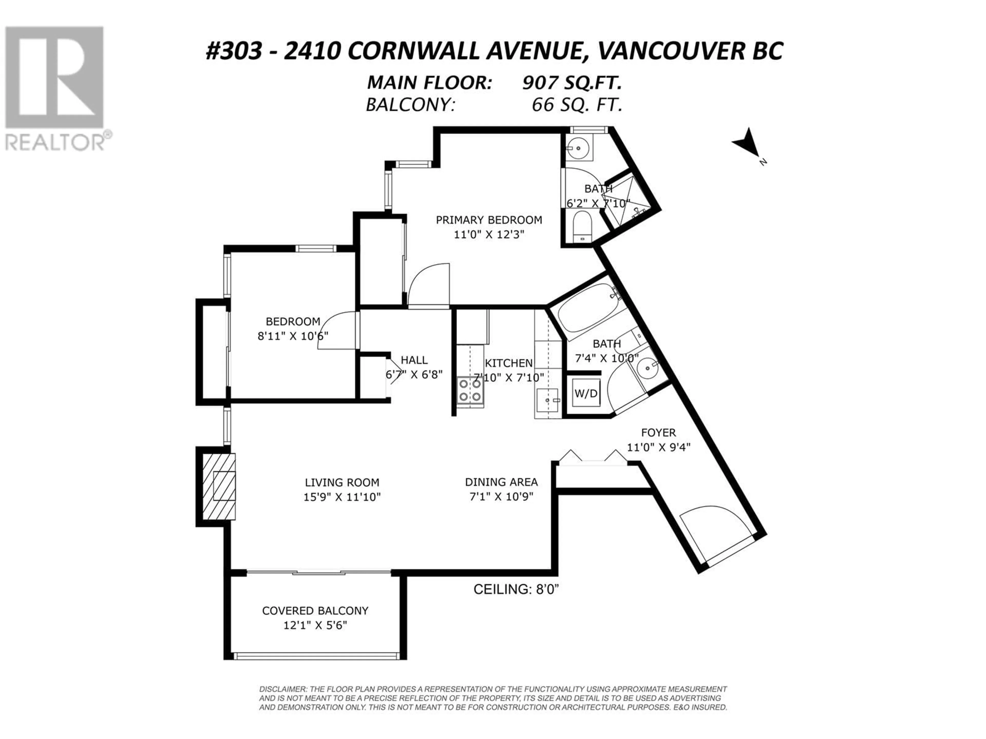 Floor plan for 303 - 2410 CORNWALL AVENUE, Vancouver British Columbia V6K1B8