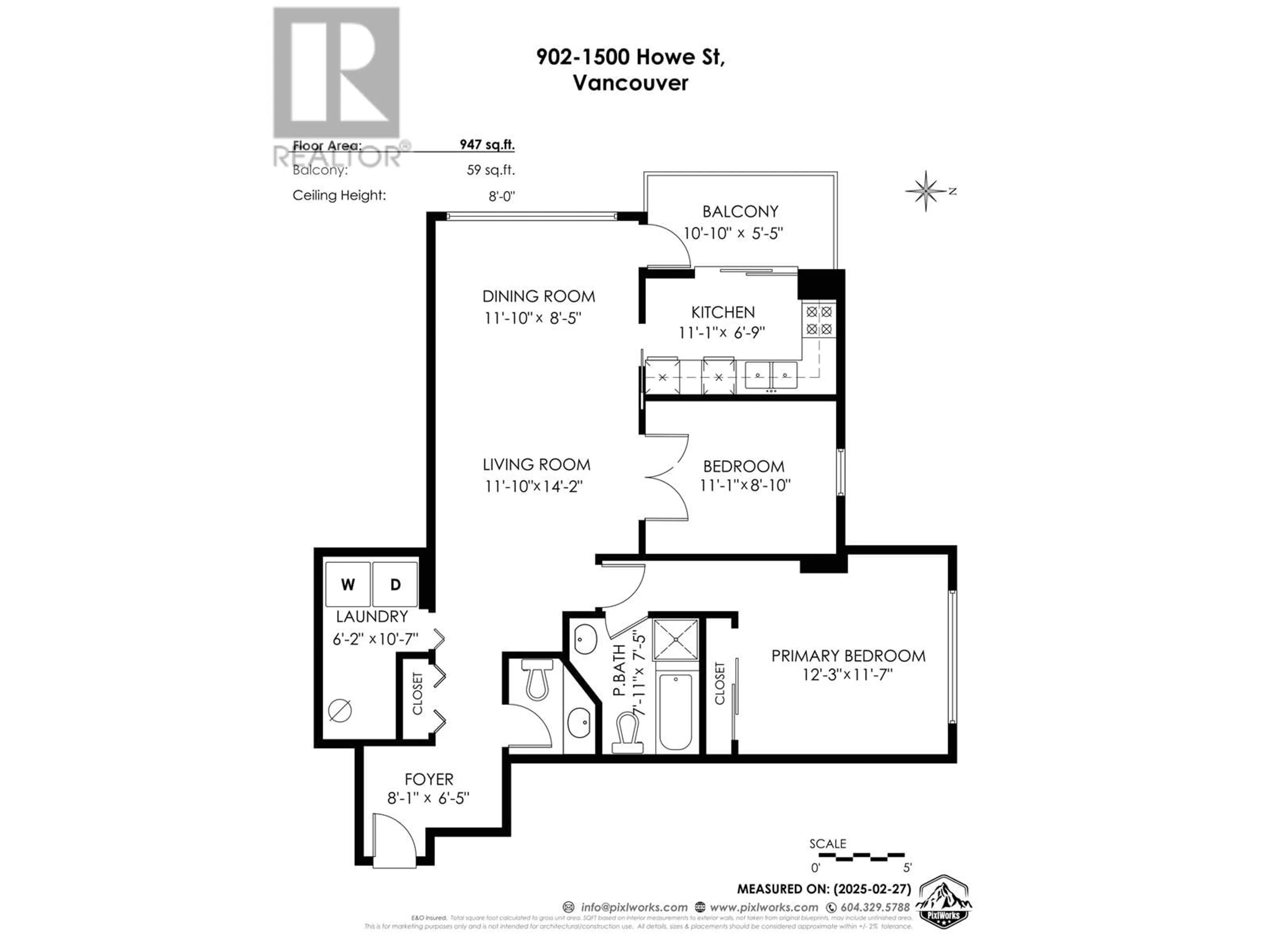 Floor plan for 902 - 1500 HOWE STREET, Vancouver British Columbia V6Z2N1