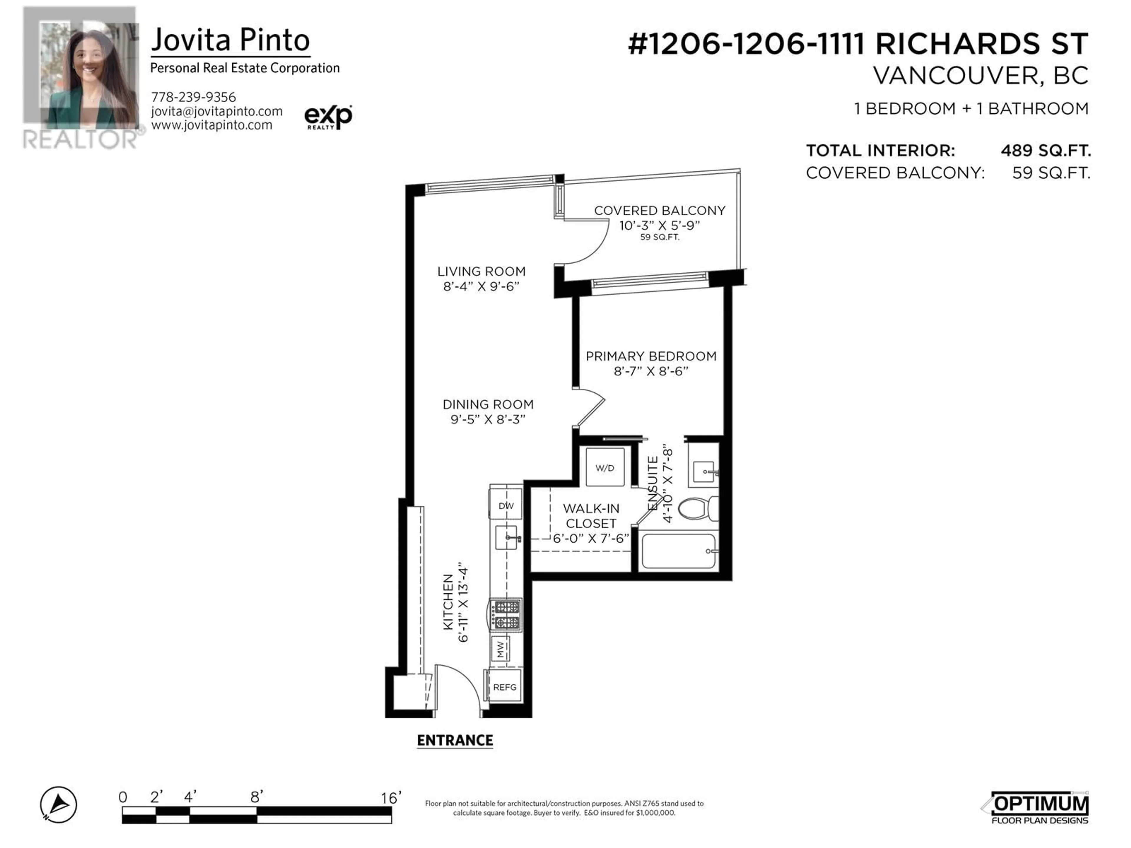 Floor plan for 1206 - 1111 RICHARDS STREET, Vancouver British Columbia V6B0S3
