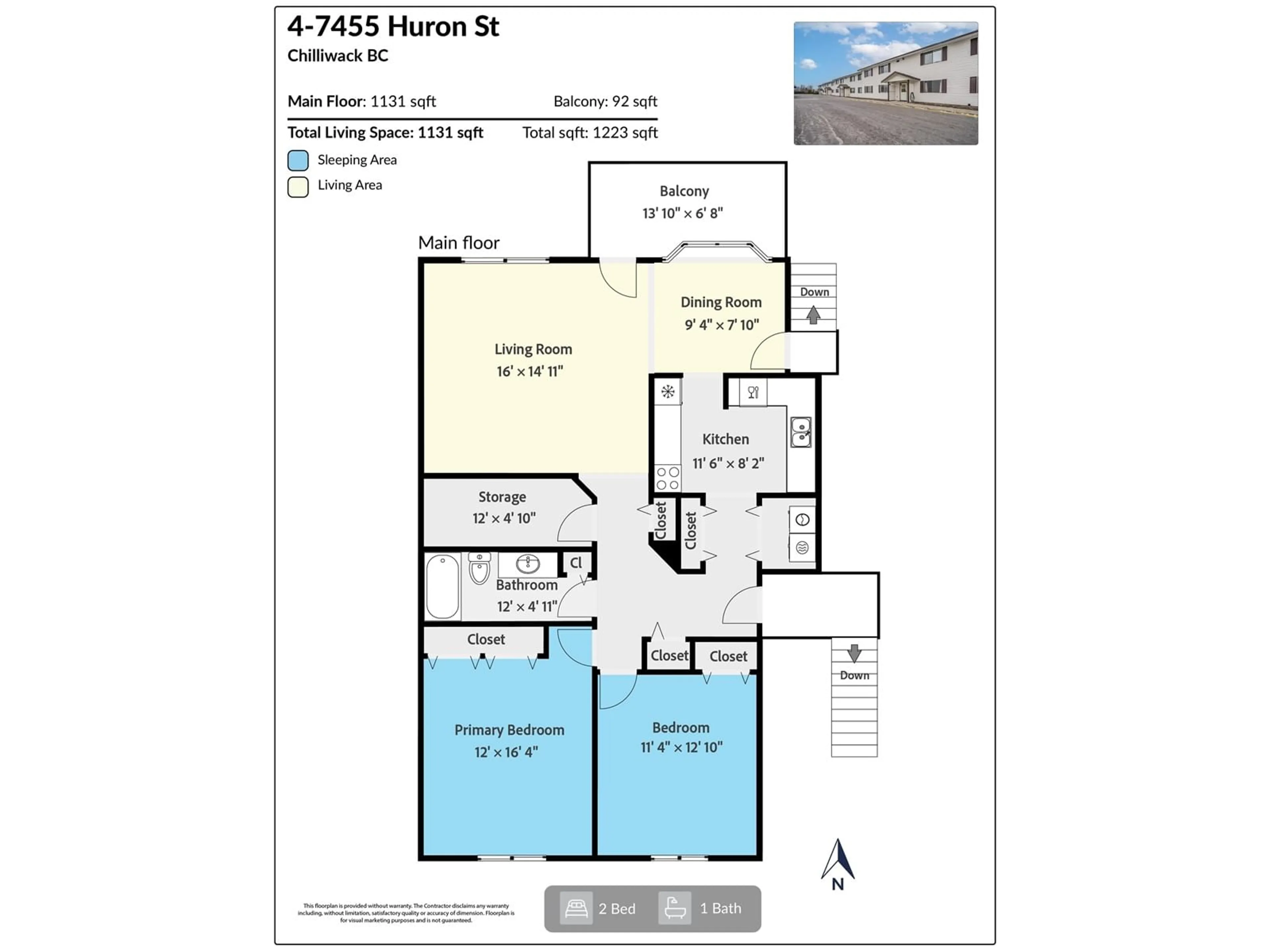 Floor plan for 4 - 7455 HURON STREET, Chilliwack British Columbia V2R2R9