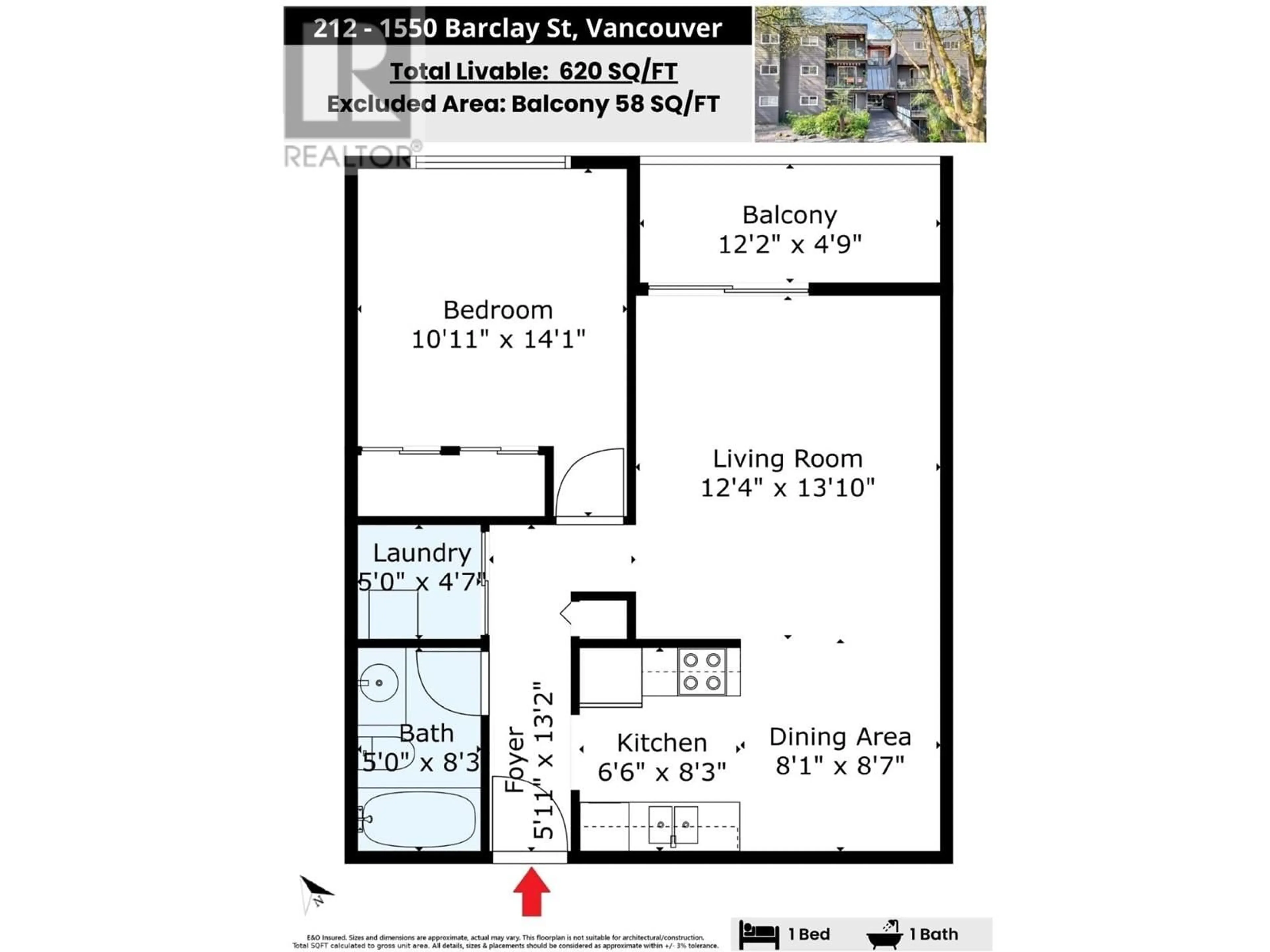Floor plan for 212 - 1550 BARCLAY STREET, Vancouver British Columbia V6G3B1