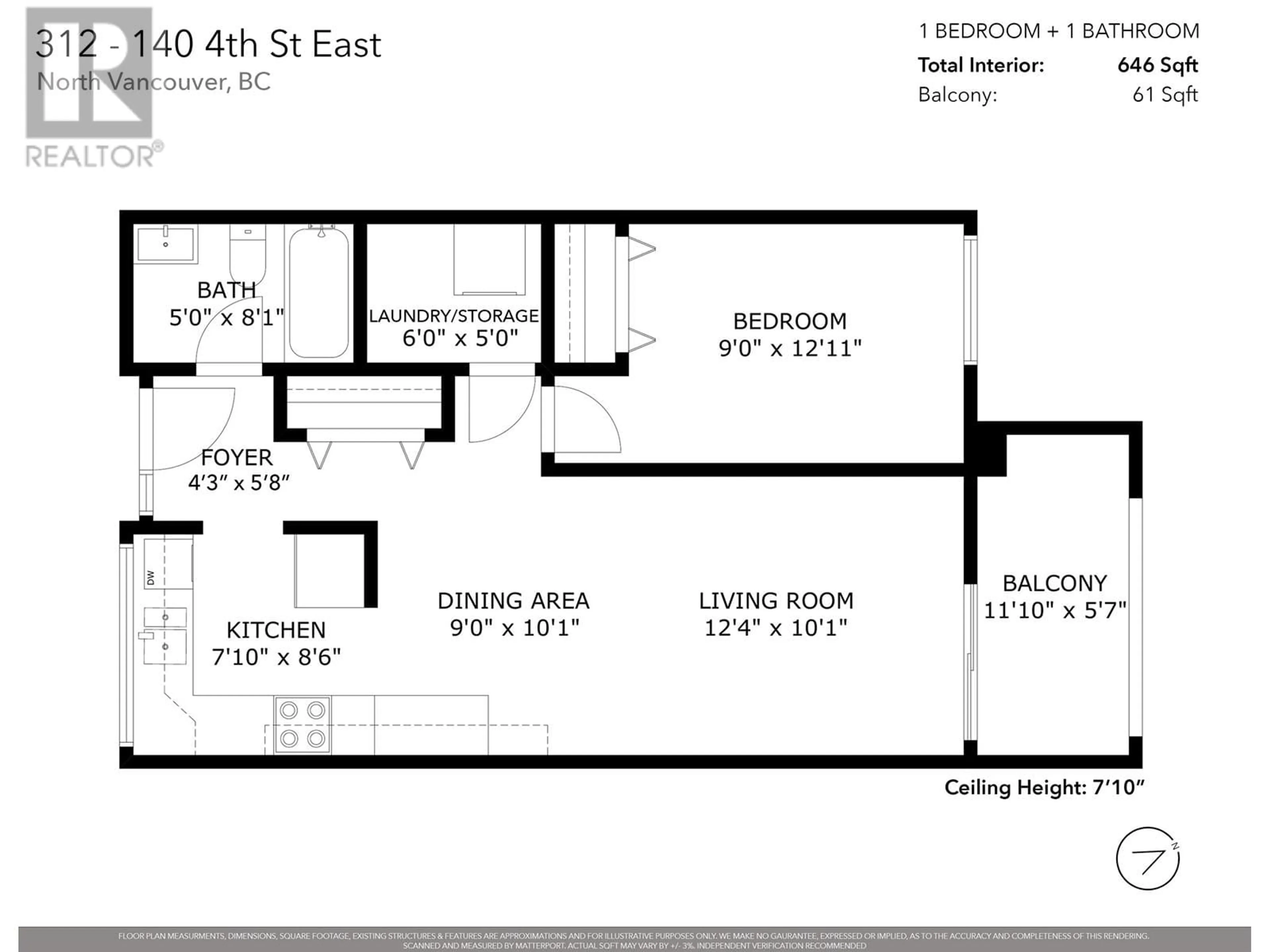 Floor plan for 312 - 140 4TH STREET, North Vancouver British Columbia V7L4R1