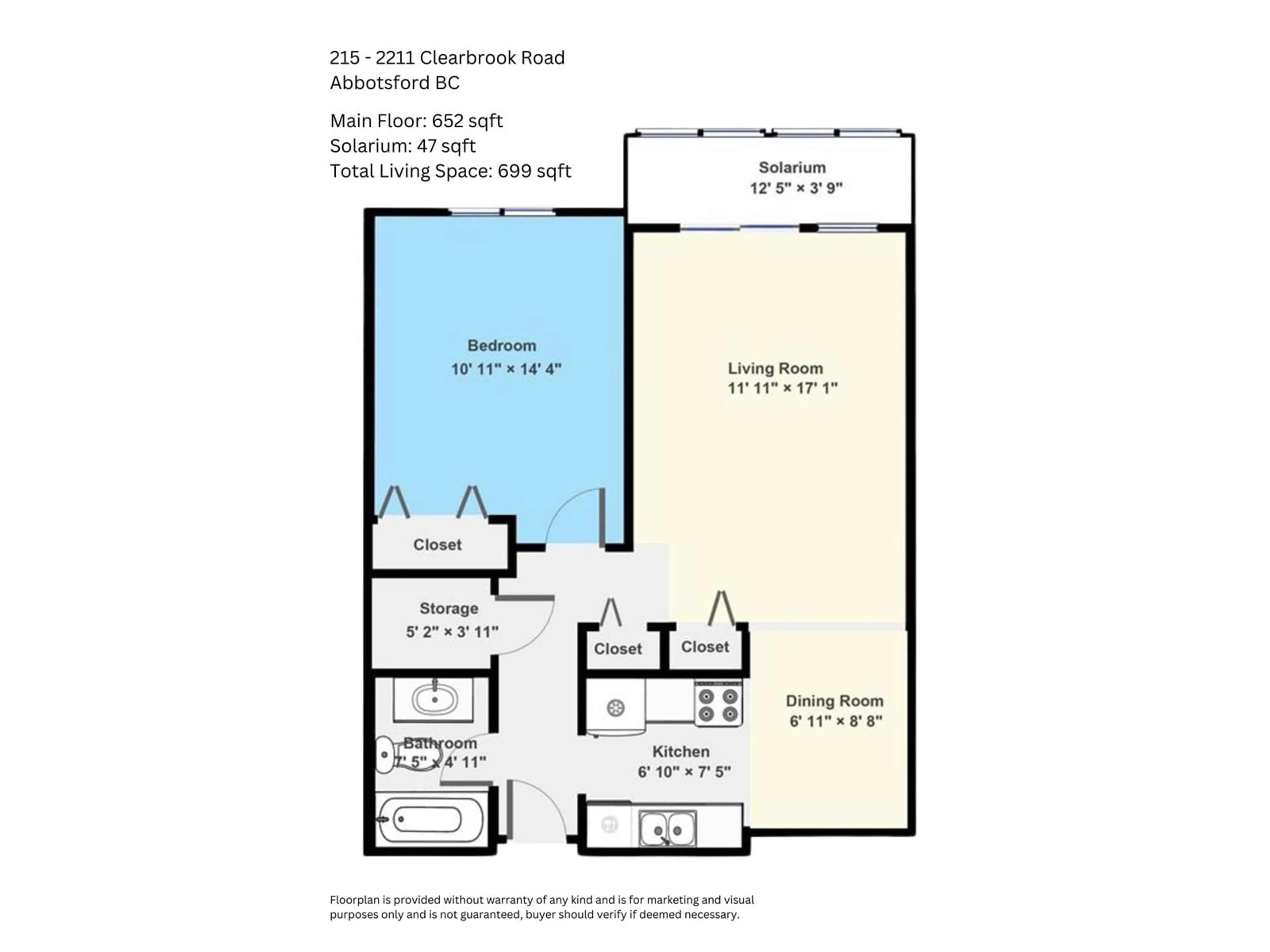 Floor plan for 215 - 2211 CLEARBROOK, Abbotsford British Columbia V2T2X4