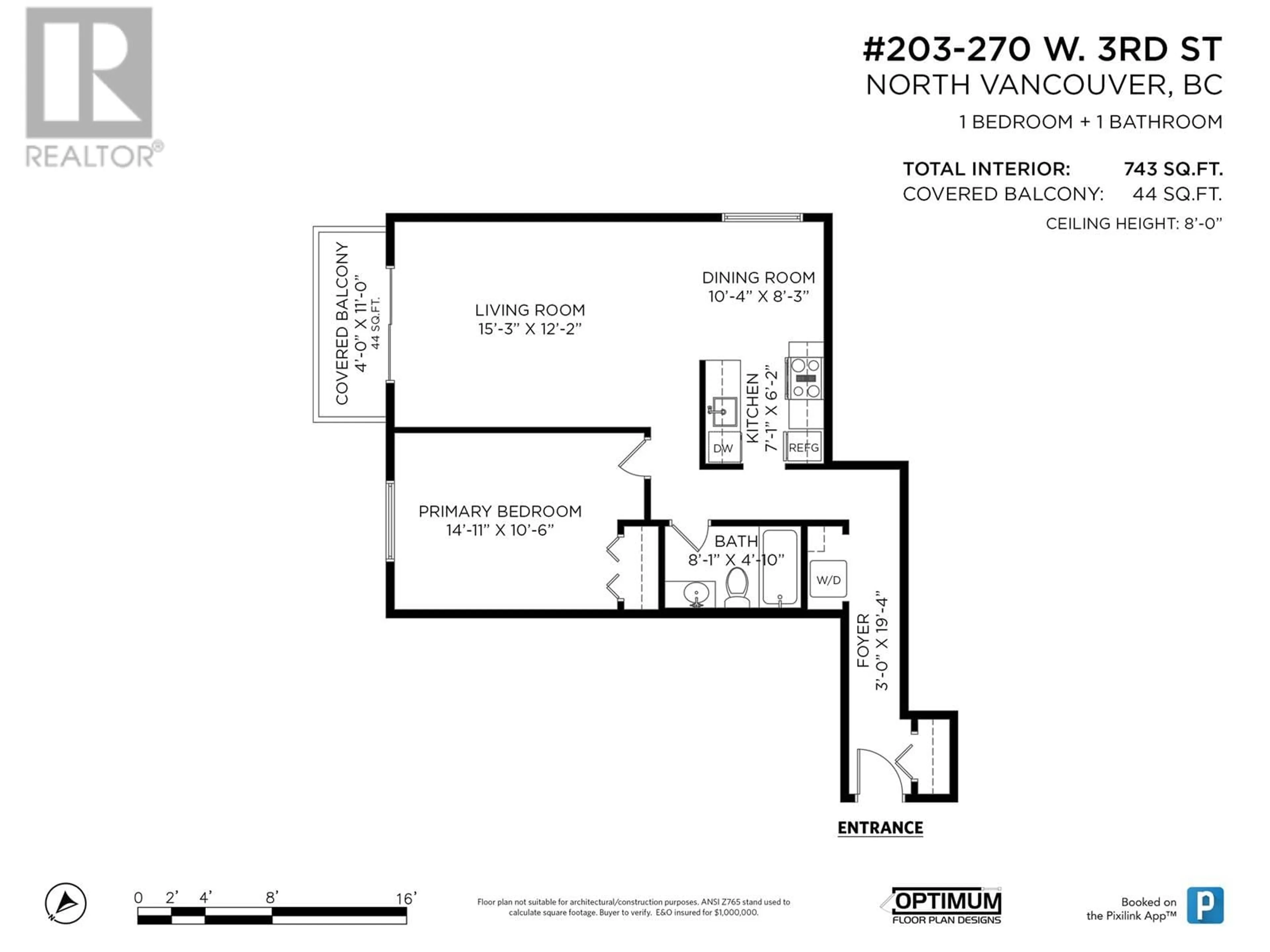 Floor plan for 203 - 270 3RD STREET, North Vancouver British Columbia V7M1G1