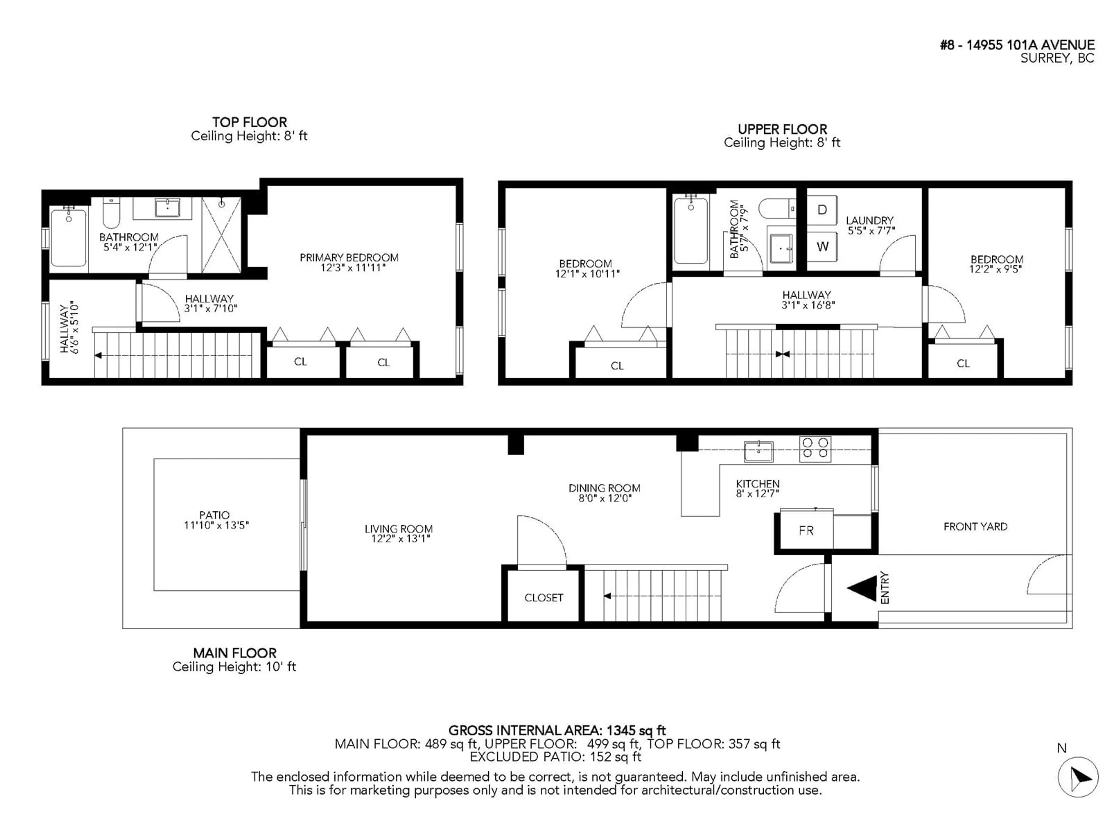 Floor plan for 8 - 14955 101A, Surrey British Columbia V3R0G1