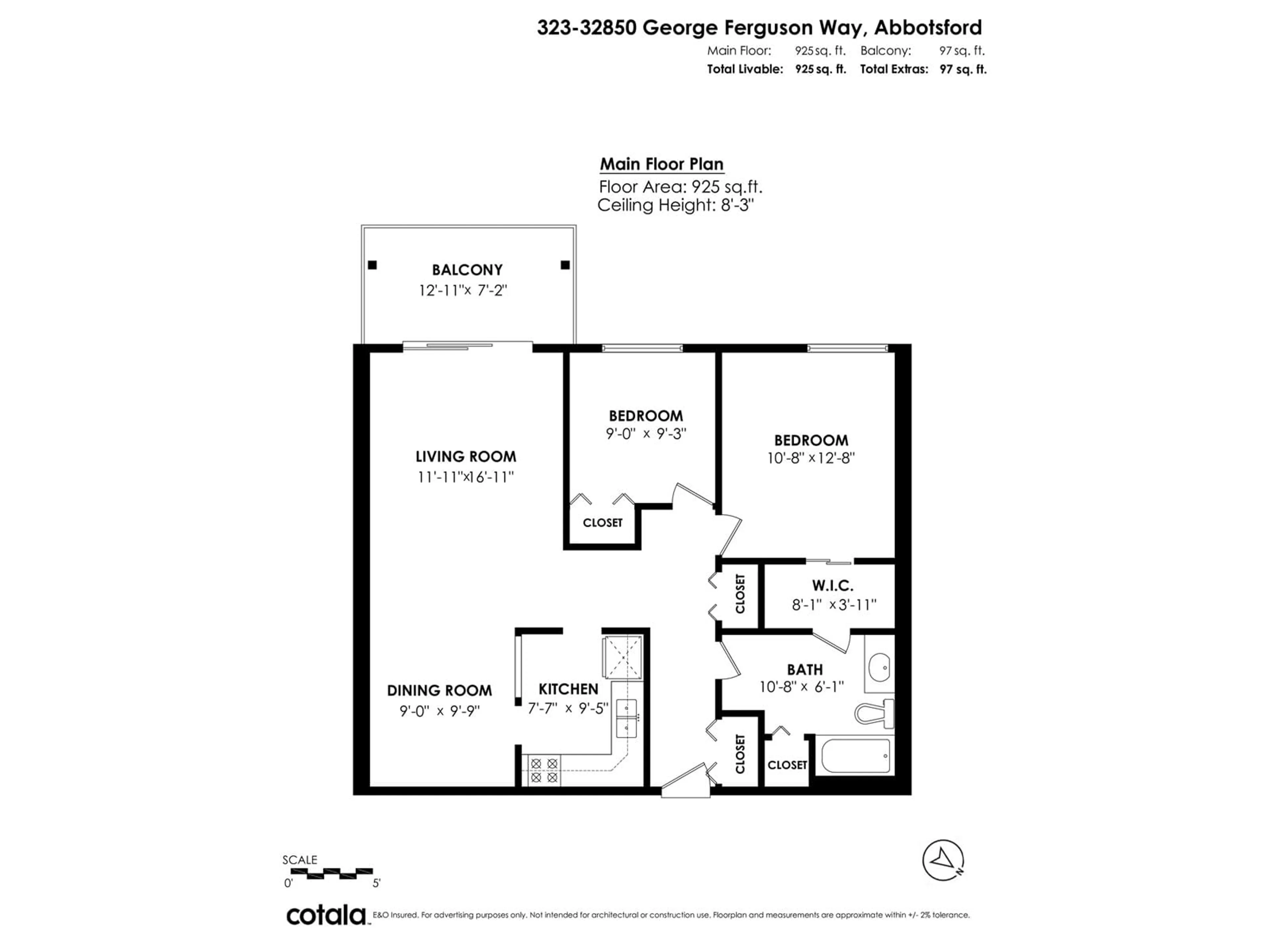 Floor plan for 323 - 32850 GEORGE FERGUSON, Abbotsford British Columbia V2S7K1