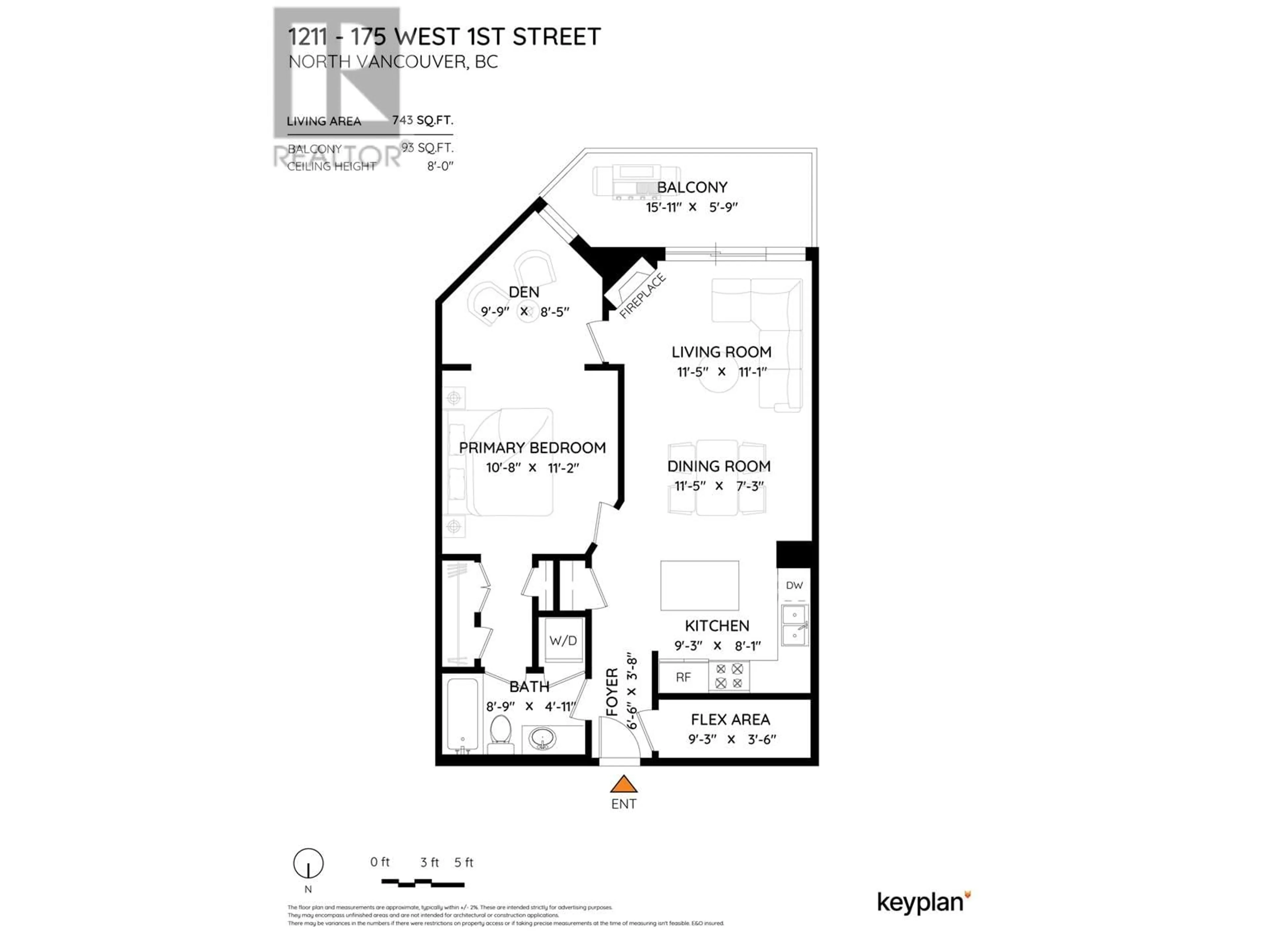 Floor plan for 1211 - 175 1ST STREET, North Vancouver British Columbia V7M3N9