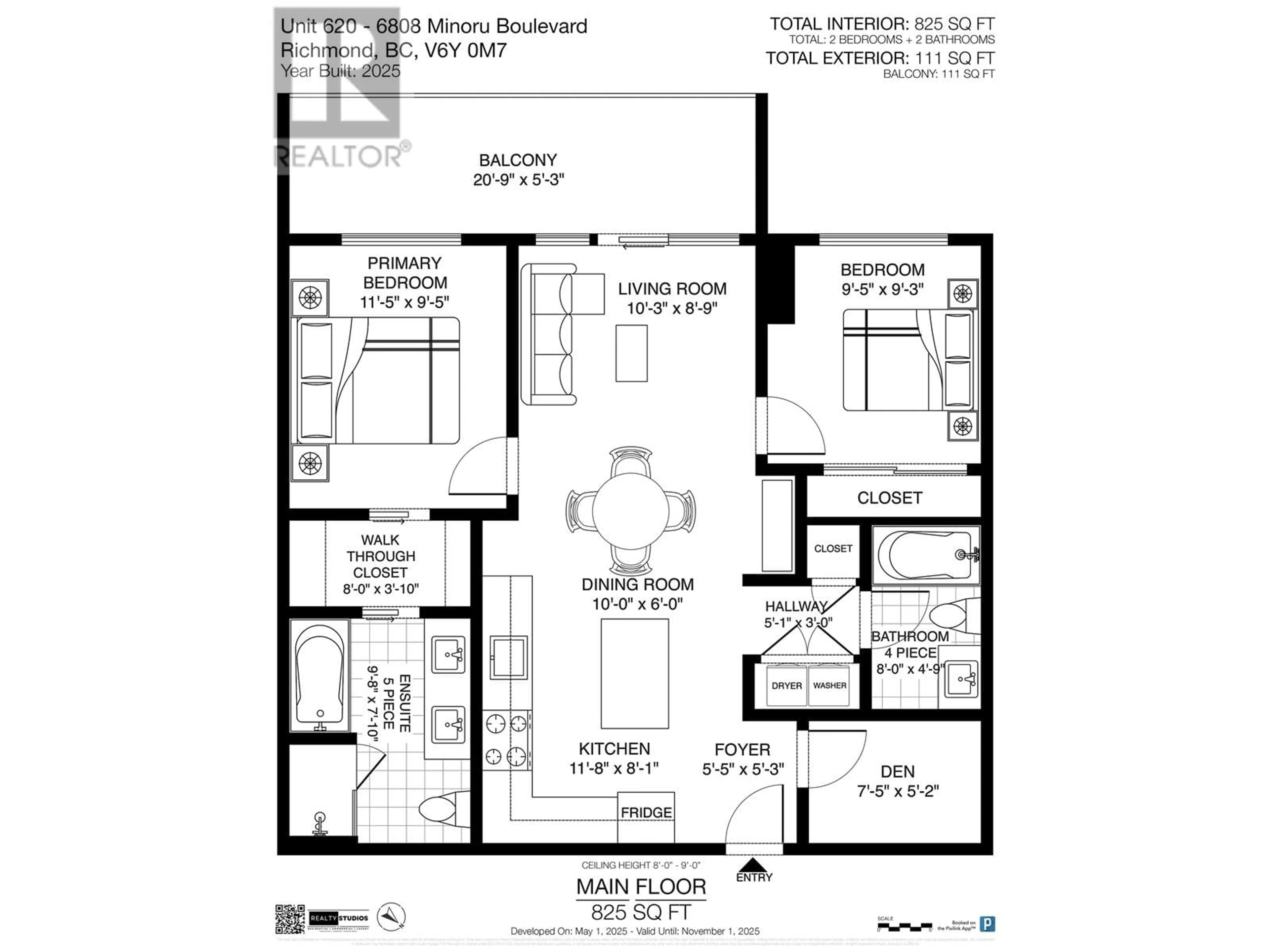 Floor plan for 620 - 6808 MINORU BOULEVARD, Richmond British Columbia V6Y0M7