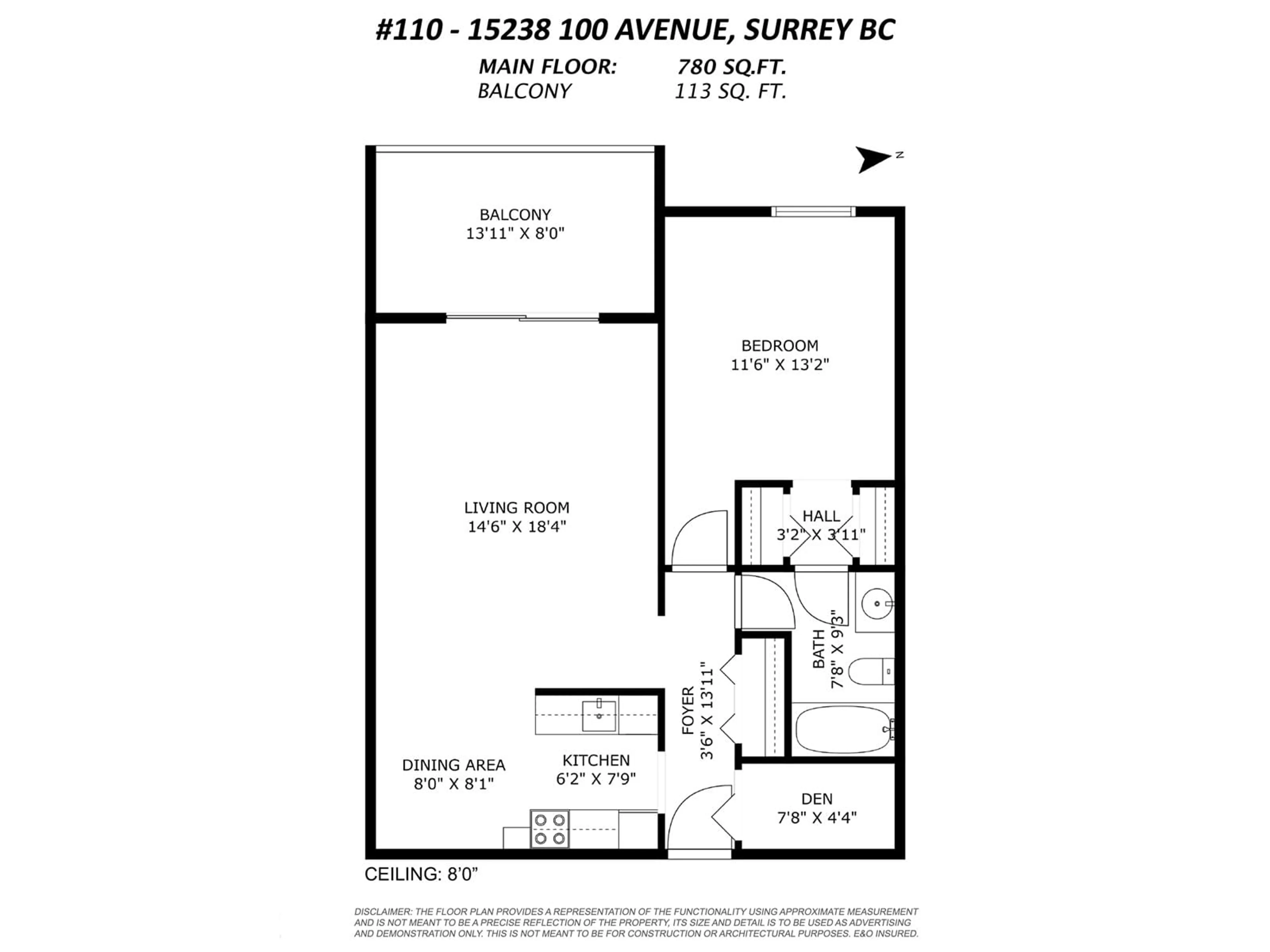 Floor plan for 110 - 15238 100, Surrey British Columbia V3R7T9