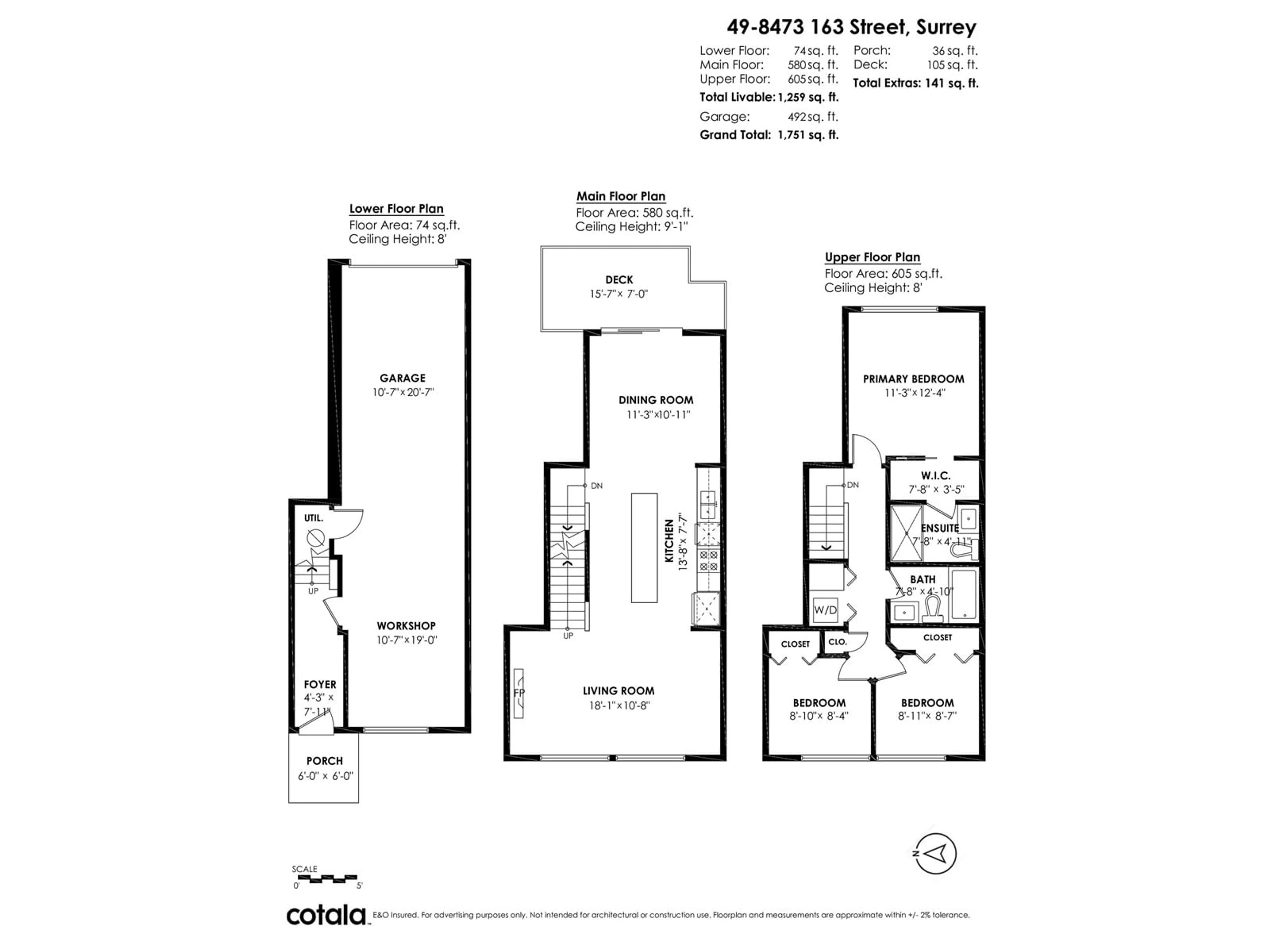 Floor plan for 49 - 8473 163, Surrey British Columbia V4N6M7