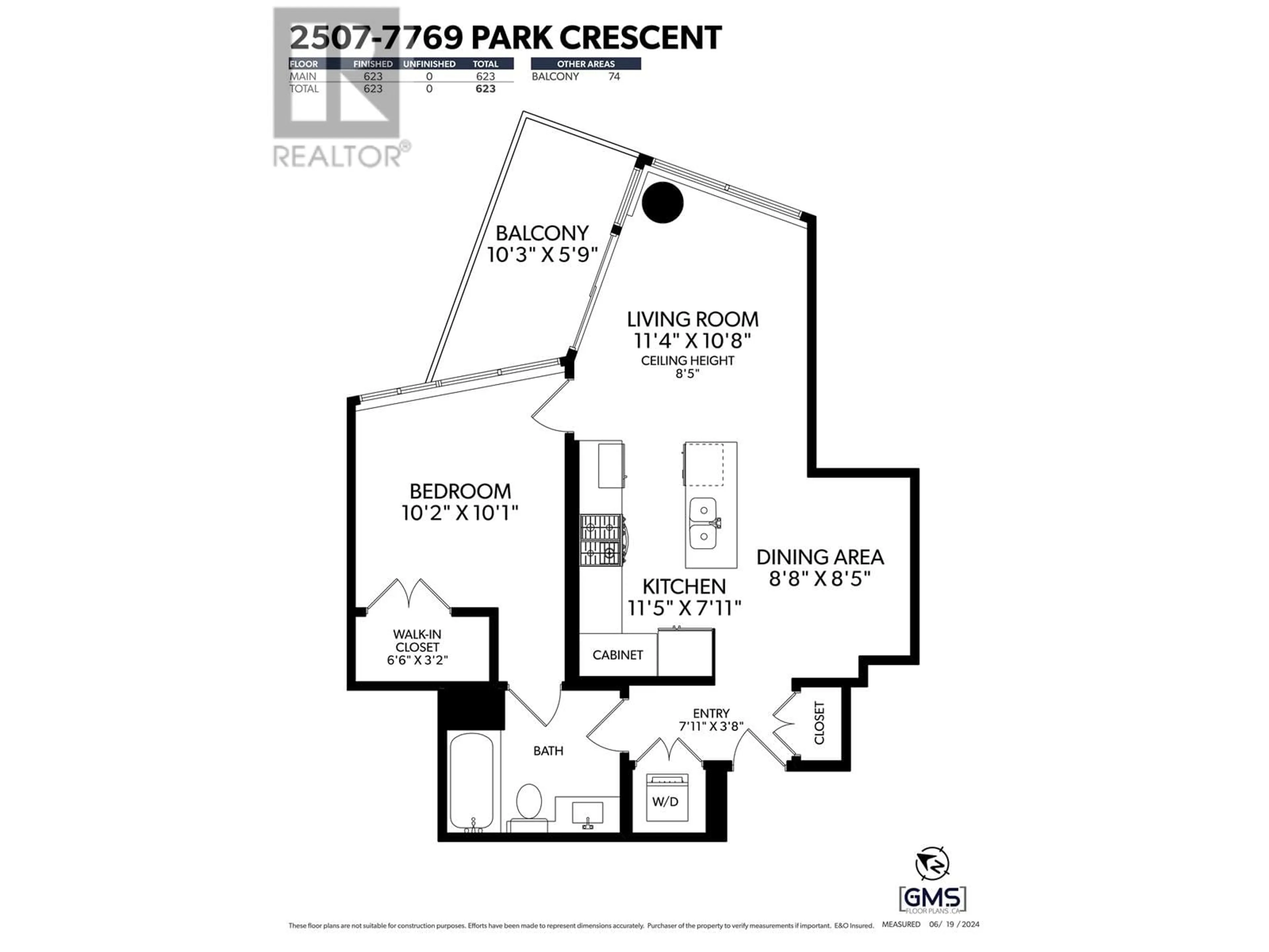Floor plan for 2507 - 7769 PARK CRESCENT, Burnaby British Columbia V3N0J7