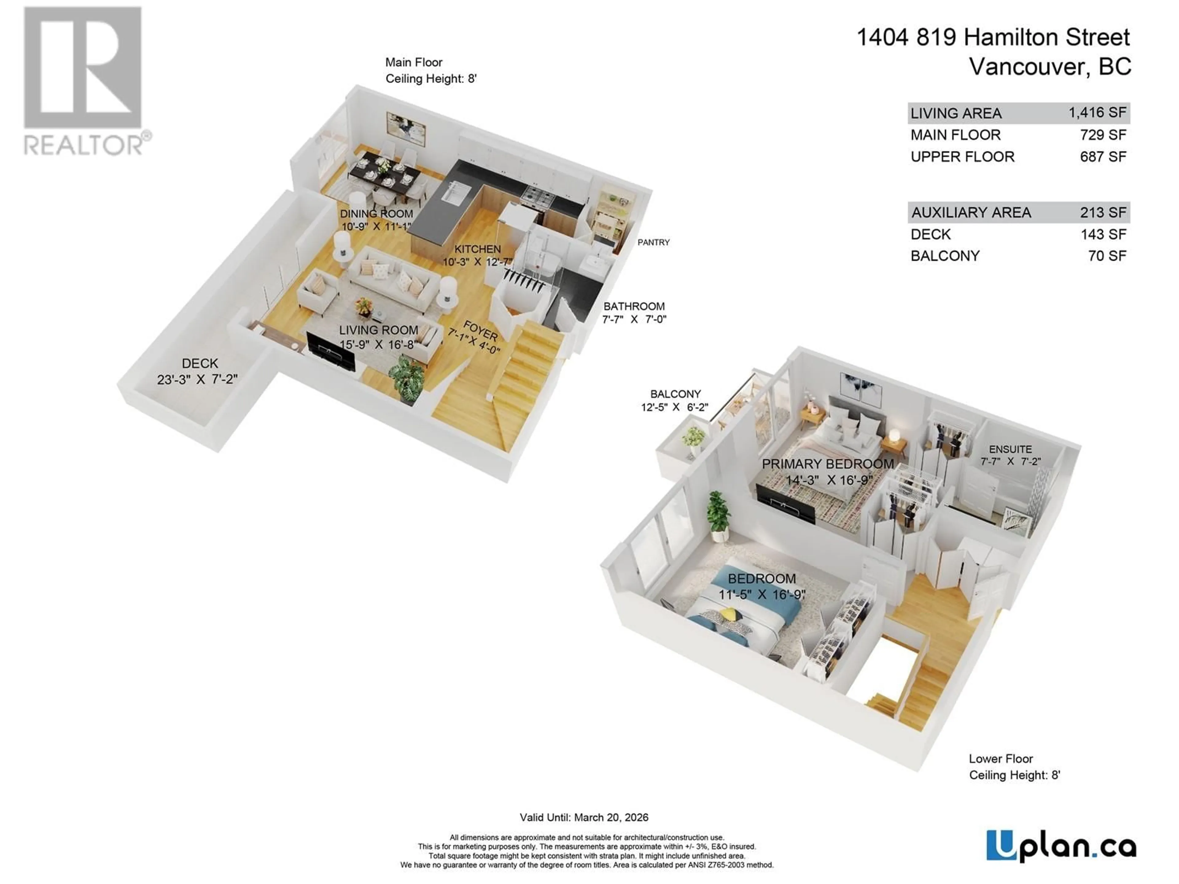 Floor plan for 1404 - 819 HAMILTON STREET, Vancouver British Columbia V6B6M2