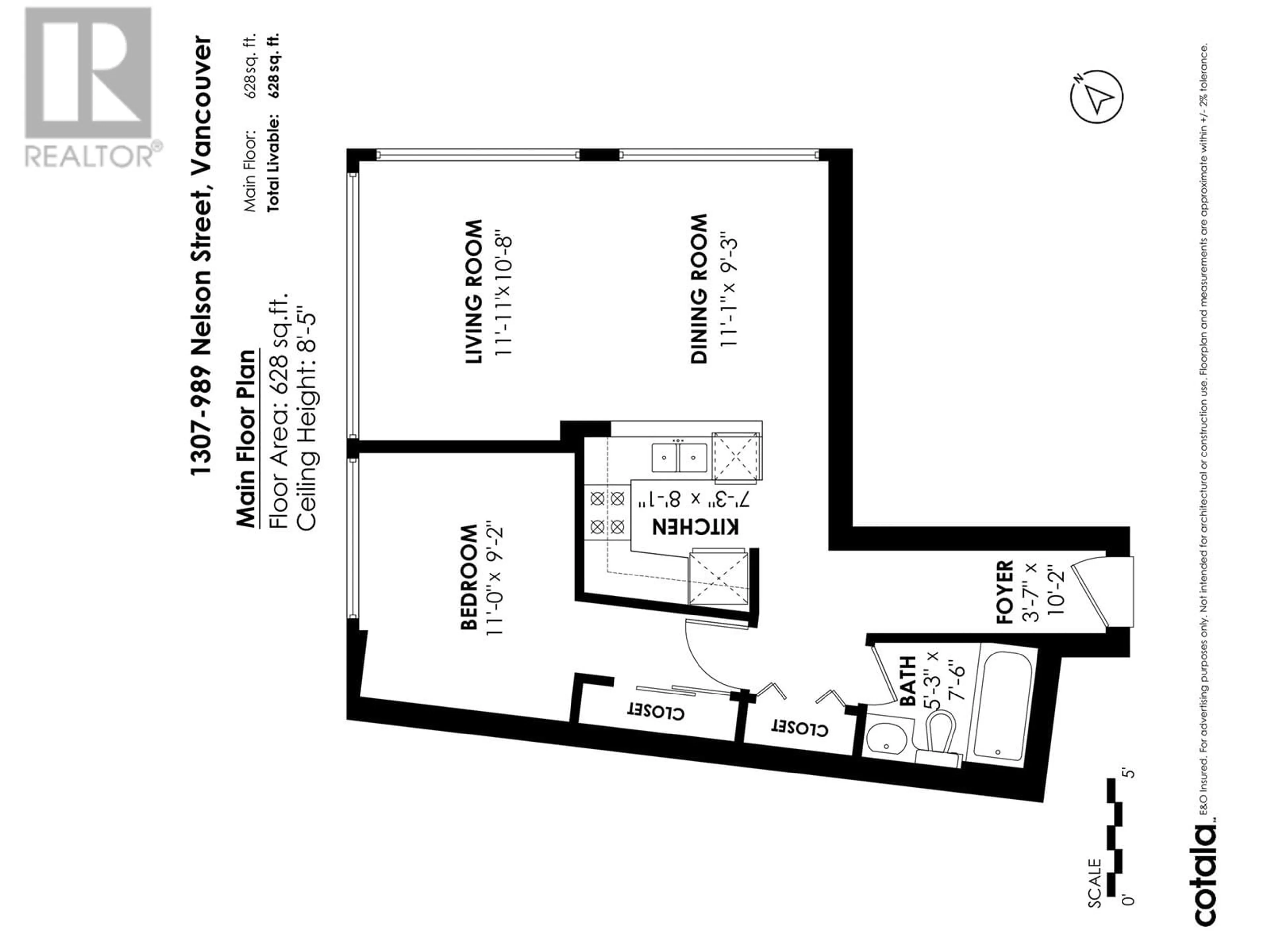 Floor plan for 1307 - 989 NELSON STREET, Vancouver British Columbia V6Z2S1