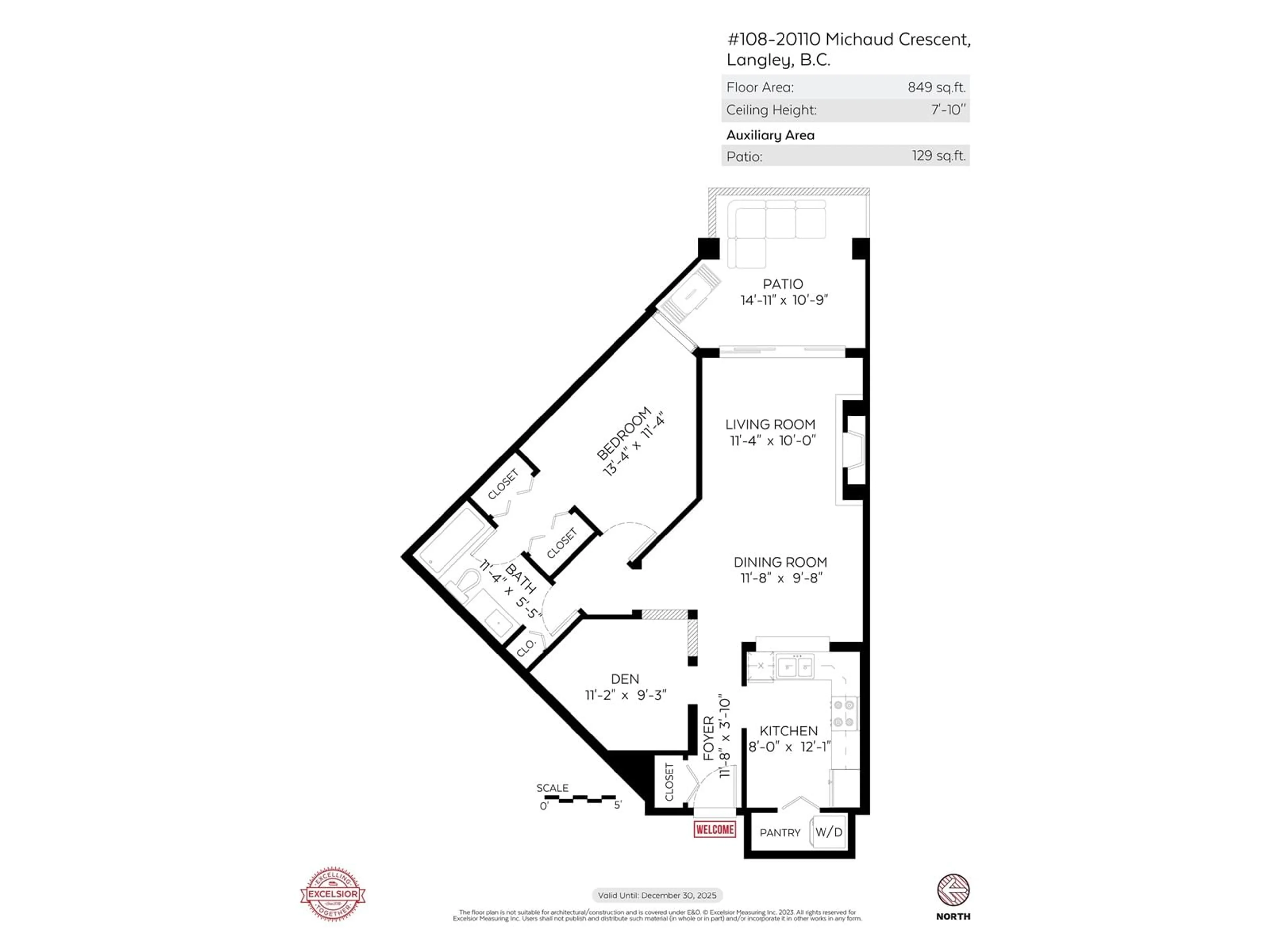 Floor plan for 108 - 20110 MICHAUD, Langley British Columbia V3A4B1