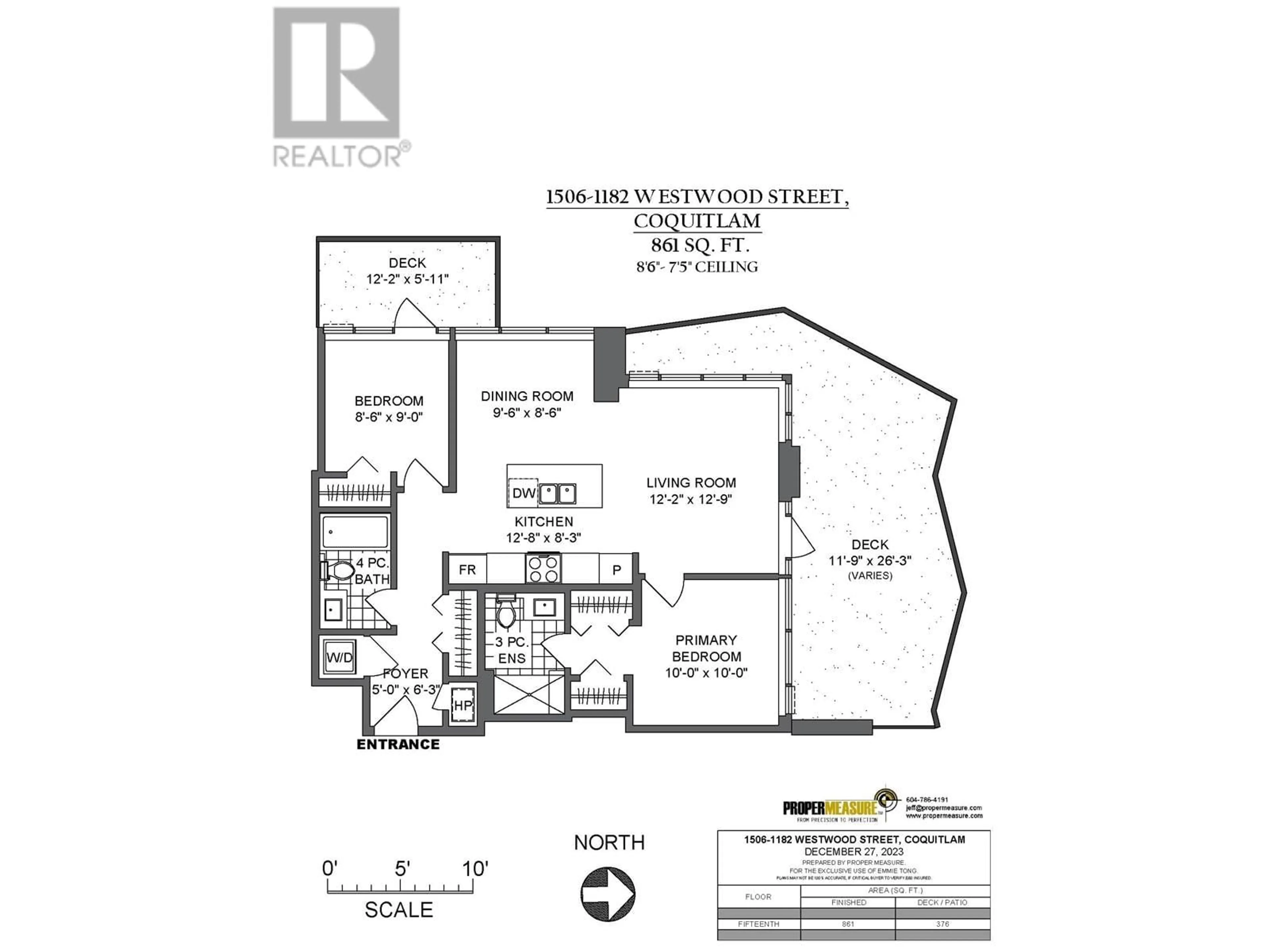 Floor plan for 1506 - 1182 WESTWOOD STREET, Coquitlam British Columbia V3B0T9