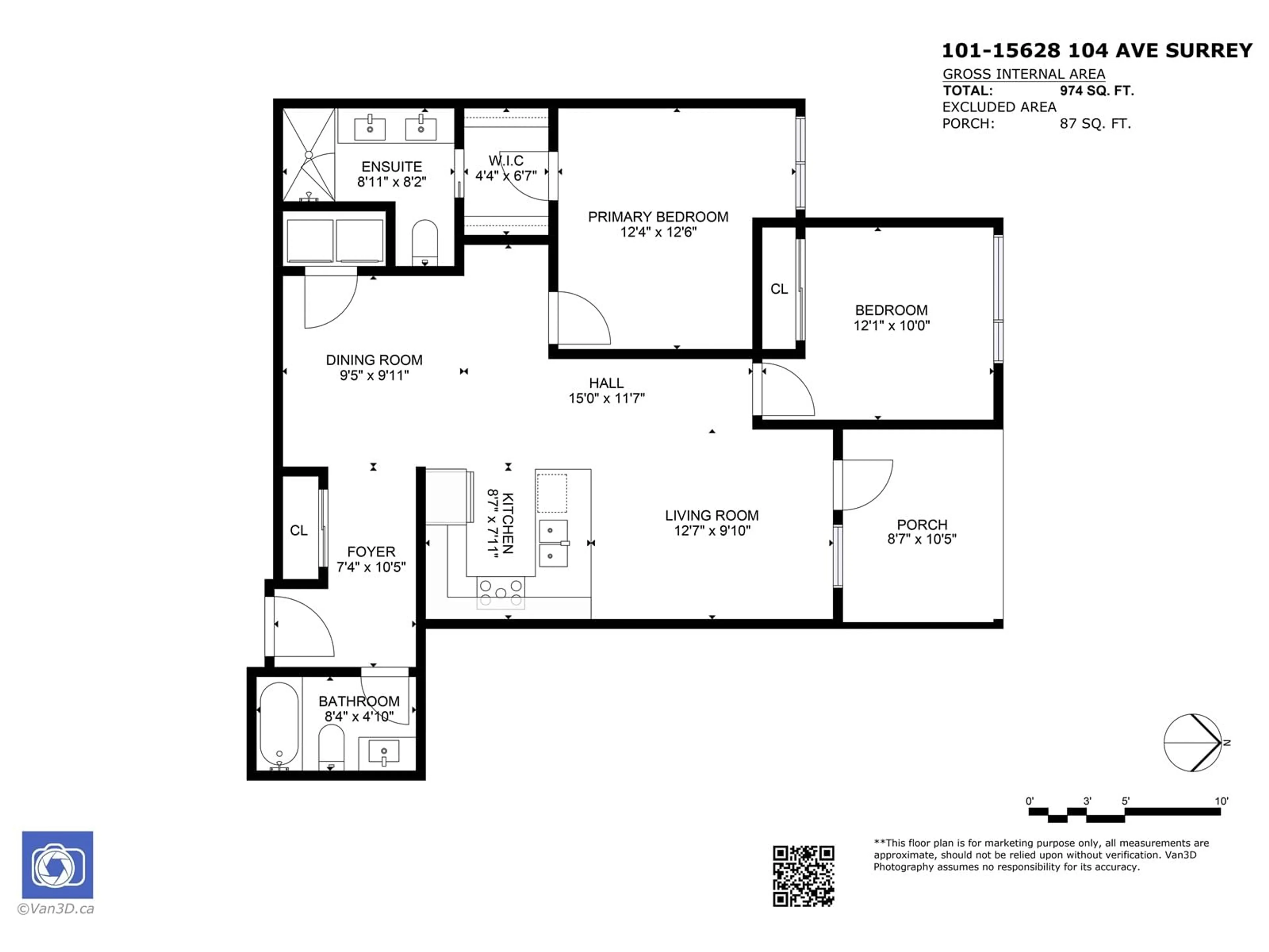 Floor plan for 101 - 15628 104, Surrey British Columbia V4N2J3
