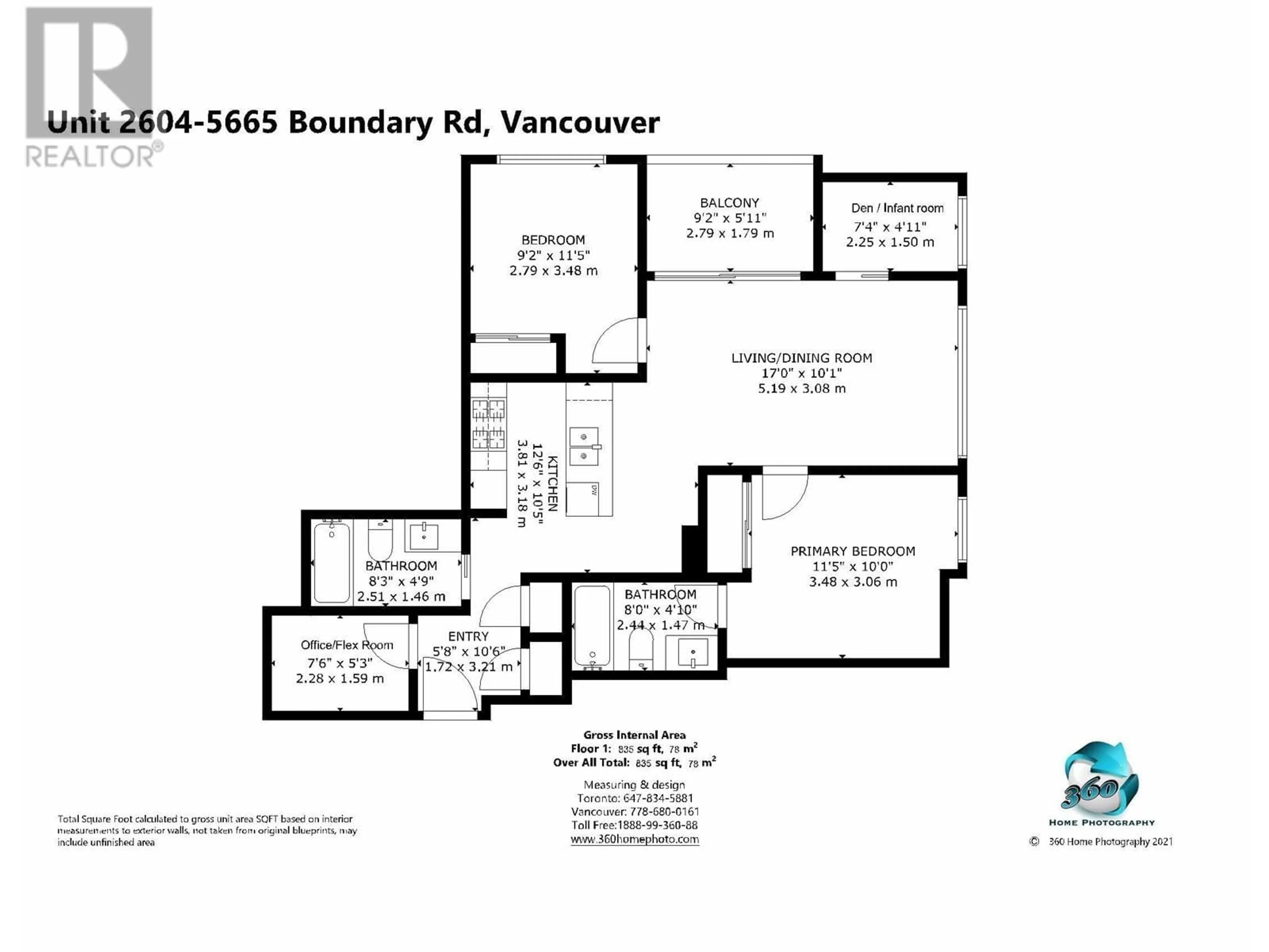 Floor plan for 2604 - 5665 BOUNDARY ROAD, Vancouver British Columbia V5R0E4